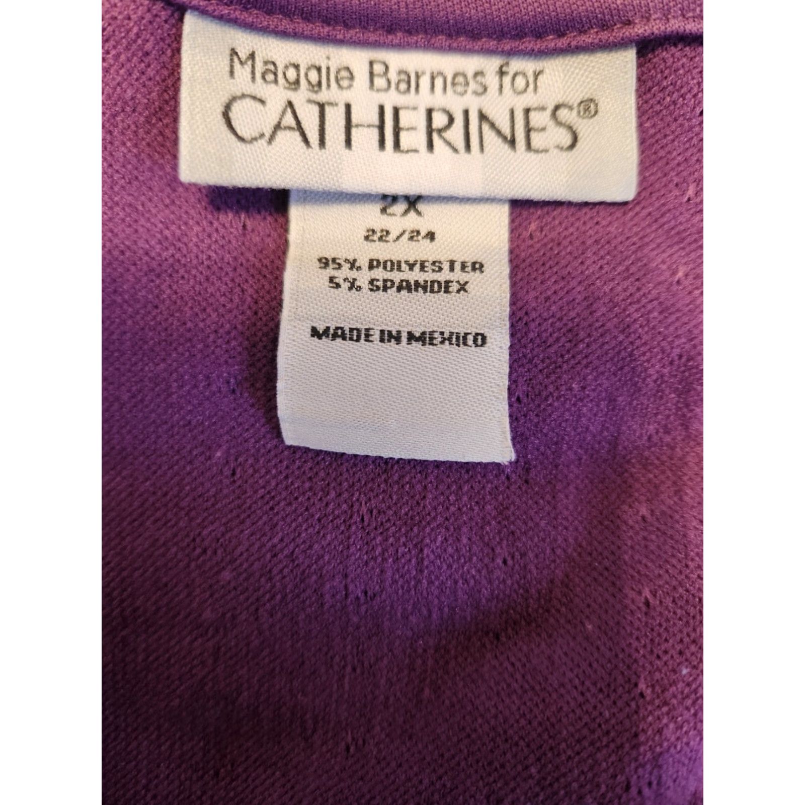 Vintage Maggie Barnes For Catherines Purple Plum Textured Sequin Short Sleeve Top 2X Size XXL / US 16-18 / IT 52-54 - 5 Thumbnail