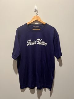 Men's Louis Vuitton Logo Solid Color Short Sleeve Black T-Shirt 1A96WN US S