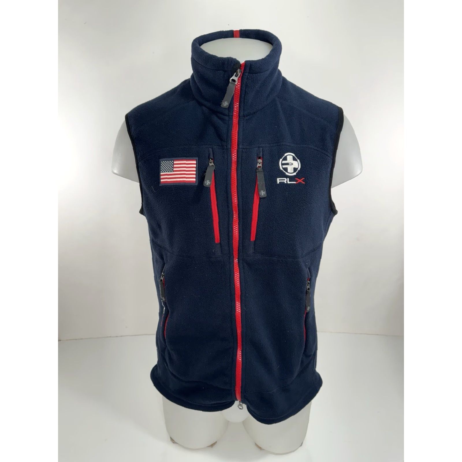 RLX Ralph Lauren RLX Ralph Lauren - FLAG Embroidered Zip Fleece Vest - Blue - M / Men - Vest Size US M / EU 48-50 / 2 - 2 Thumbnail