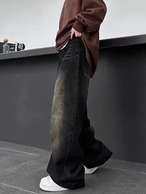 Japanese Brand VIBE Retro washed distressed straight wide leg baggy jeans Size US 34 / EU 50 - 5 Thumbnail