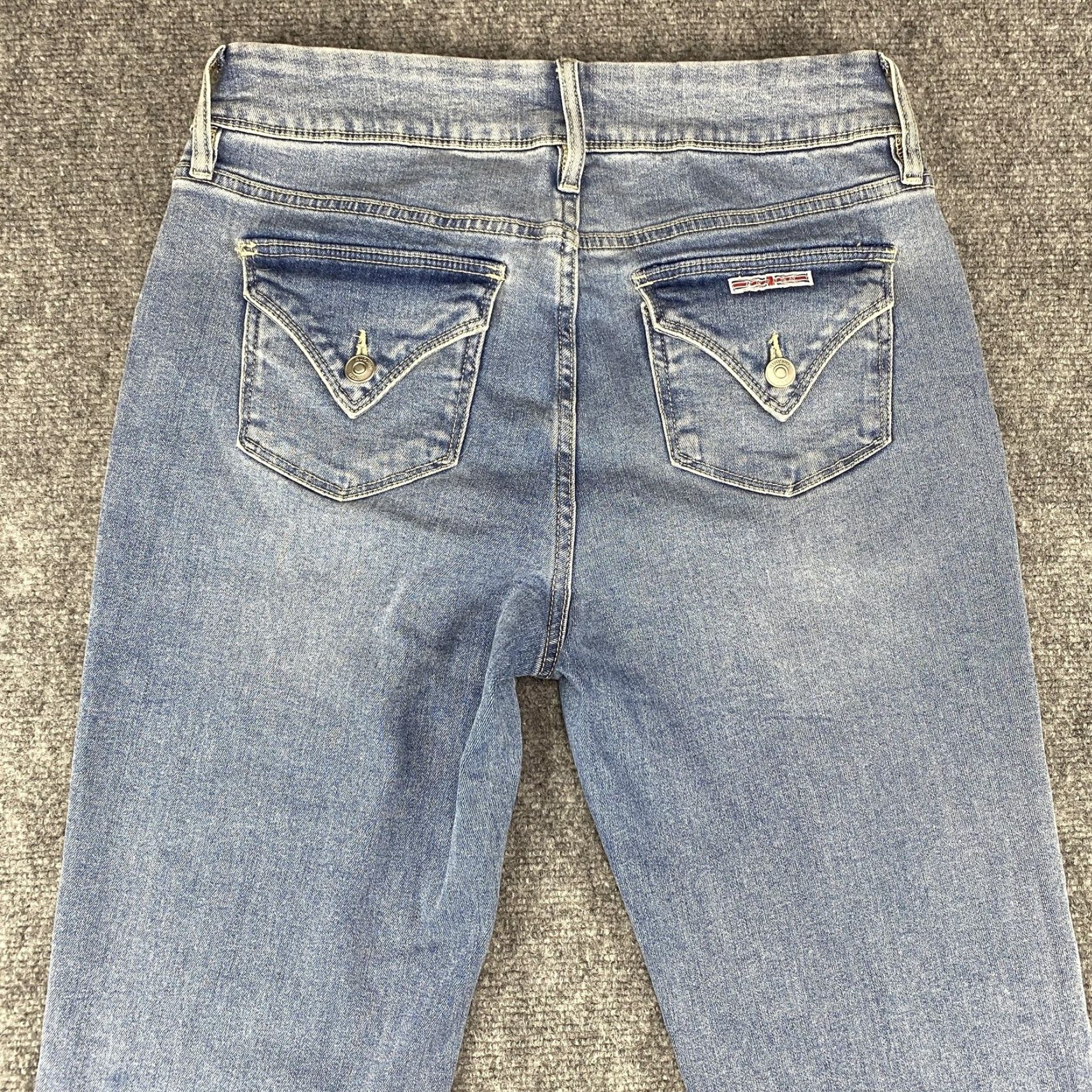 Hudson Hudson Jeans Womens 8 Light Blue Straight Leg Denim Stretch Back Pockets Flap Logo Patch 31 In Waist 31 In Inseam Regular Rise Mid Zip Fly Belt Loops Size 30" / US 8 / IT 44 - 2 Thumbnail