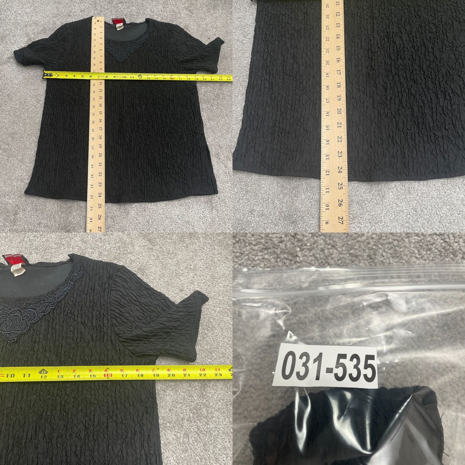 Vintage Notations Vintage Notations Shirt Women S Black Embroidered Textured Short Sleeve Casual Size S / US 4 / IT 40 - 8 Thumbnail