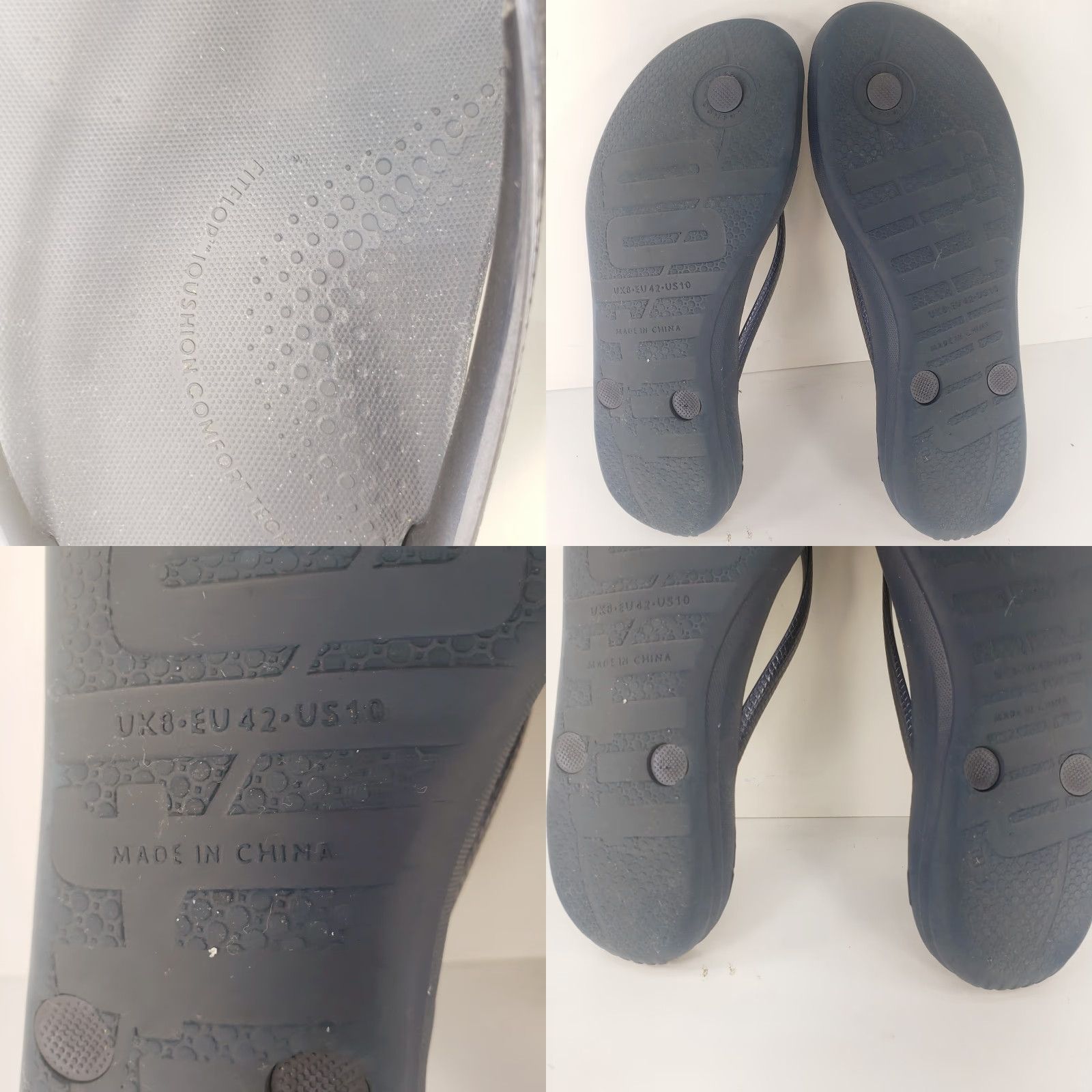 Vintage FitFlop iQushion Blue Gloss Comfort Flip Flop Womens Size 10 Sandal Cushioned Arch Support Lightweight Rubber Upper Size US 8 / IT 38 - 8 Thumbnail