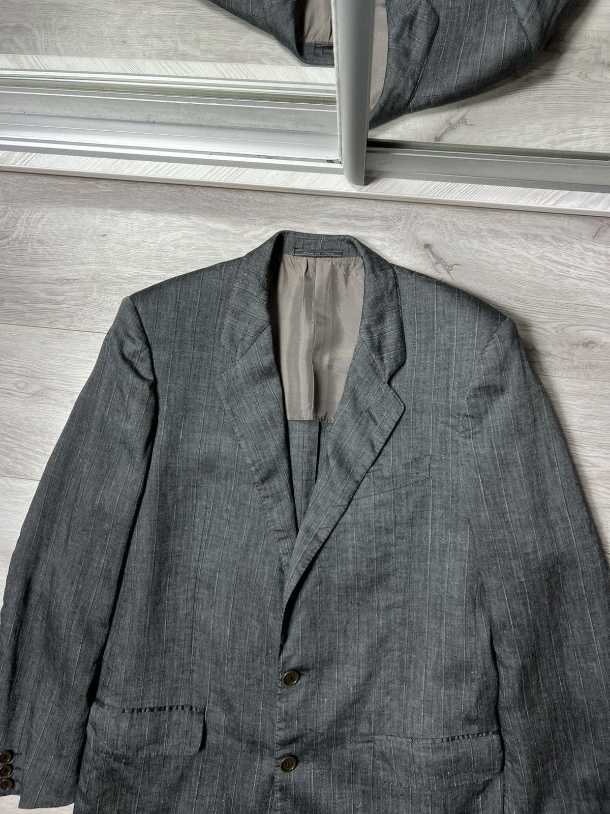 Corneliani Vintage Corneliani Linen Striped Blazer Jacket 2 Button Sz50 Size 40R - 2 Thumbnail