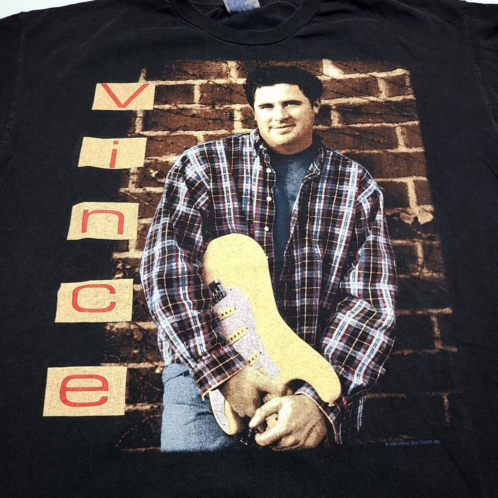 Hanes VINTAGE Vince Gill 1995 Concert Tour T-Shirt Men XL Black Hanes Crew Neck Short Sleeve Graphic Print Music 90s Shirt Mens Size US XL / EU 56 / 4 - 2 Thumbnail