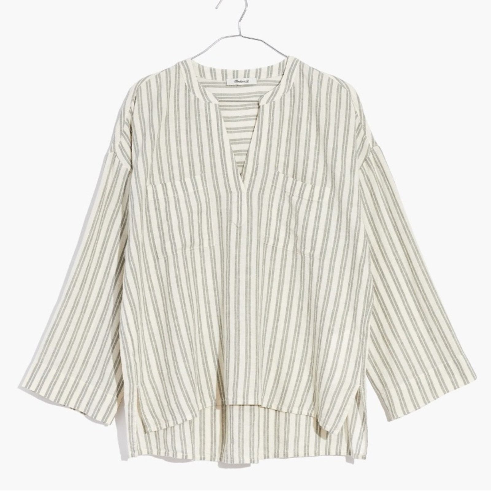 Madewell Madewell $82 Linen-Blend Lakeline Shirt Gray Stripe Womens M Size M / US 6-8 / IT 42-44 - 2 Thumbnail