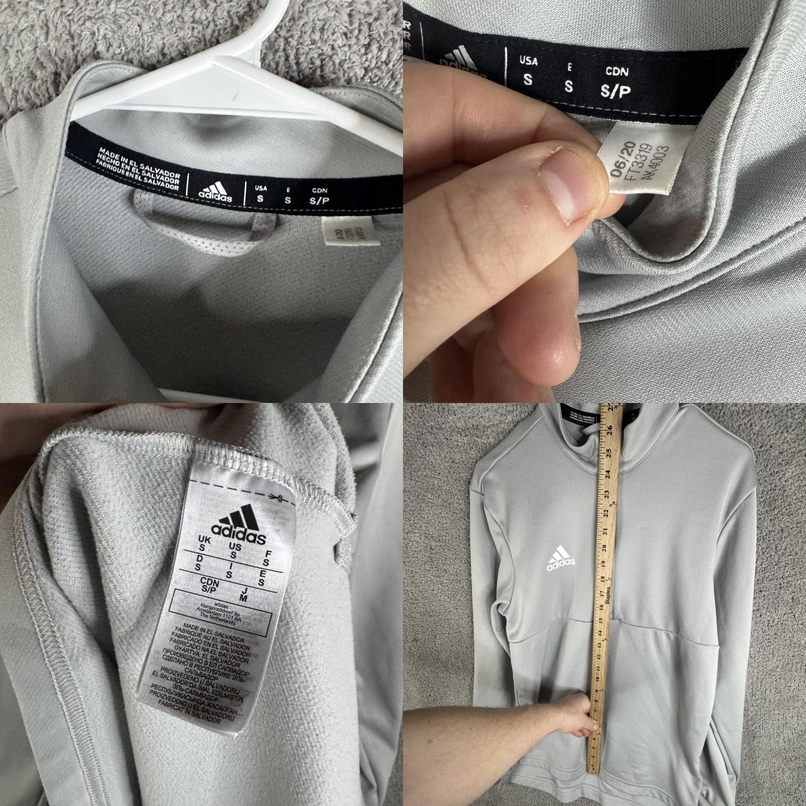 Adidas Adidas Pullover Mens Small Gray Quarter Zip Lightweight Training Top Mock Neck Size US S / EU 44-46 / 1 - 8 Thumbnail