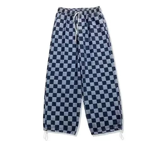 20AW Indigo Union Japan Dark Blue Checked Adjustable Pants