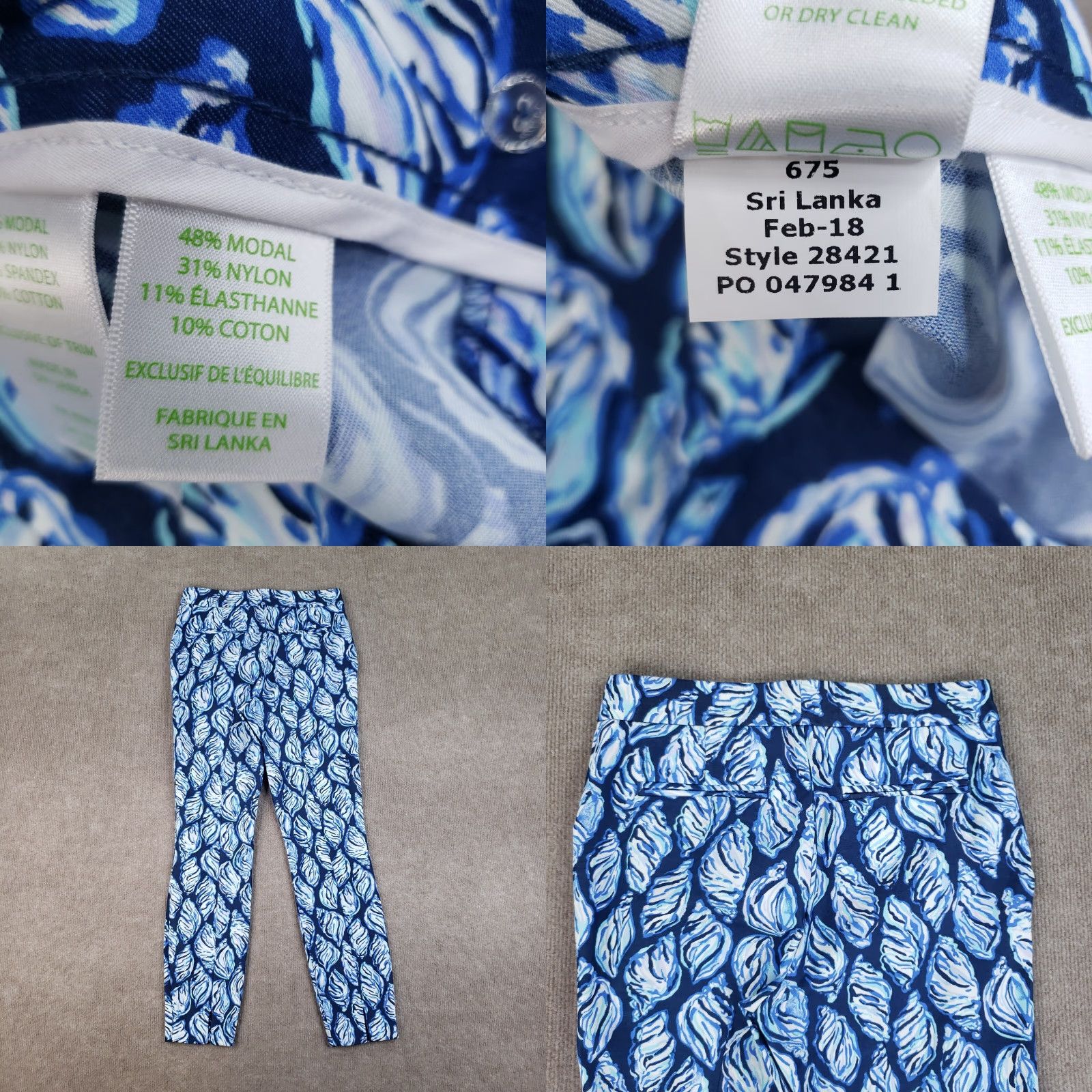 Lilly Pulitzer Lilly Pulitzer Pants Womens 2 Blue Seashells Beach Crop Cropped Stretch Size 26" / US 2 / IT 38 - 9 Thumbnail