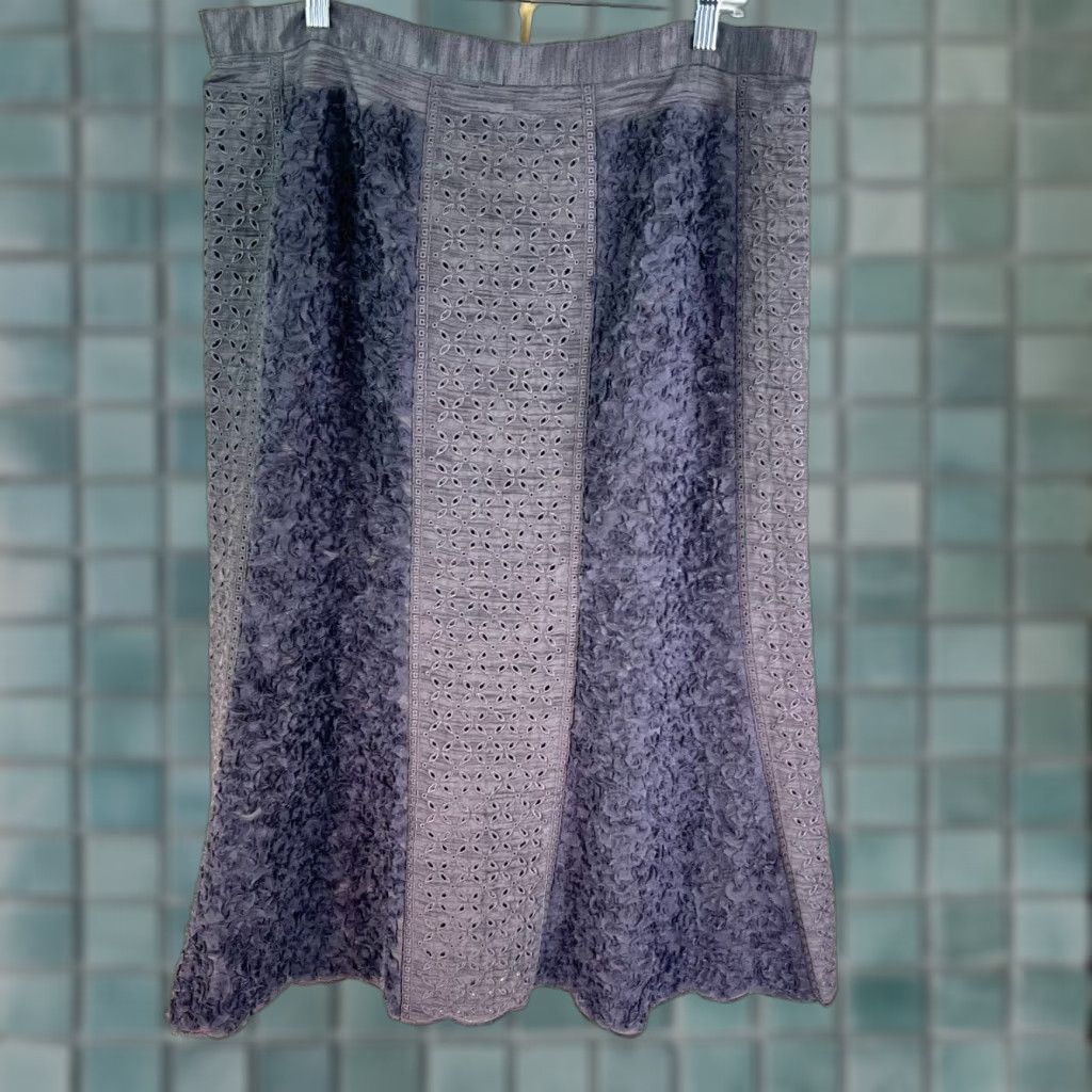 Vintage J Song Skirt Womens 16 Gray/Purple Boho Peasant Patchwork A Line Maxi Flared Size 38" / US 16 / IT 52 - 1 Thumbnail