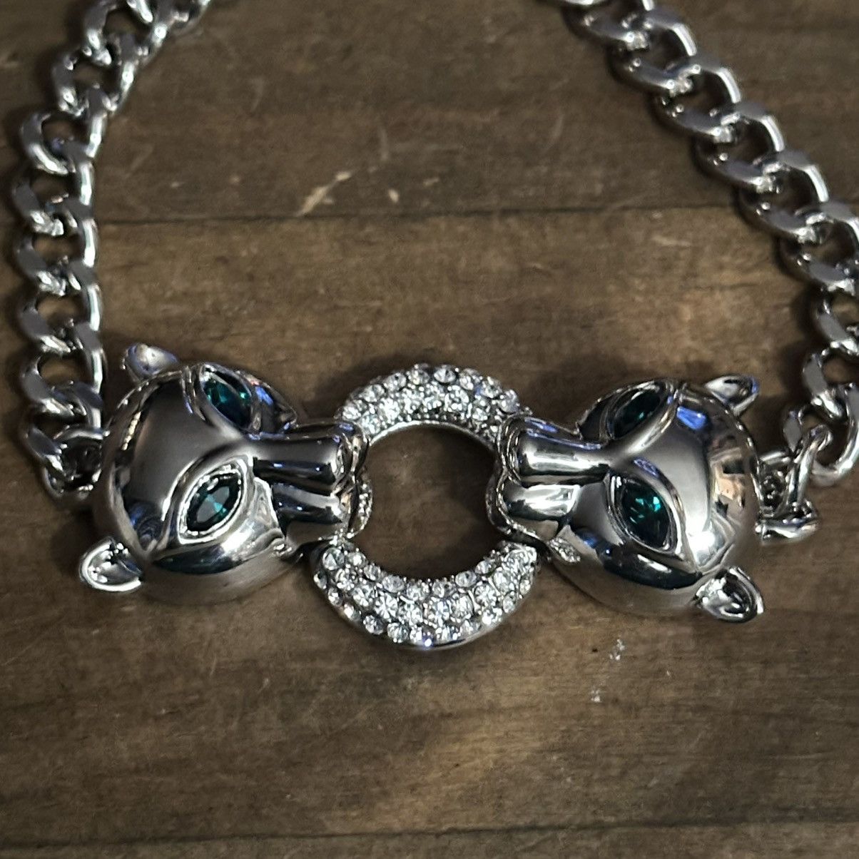Other Silver tone double panther head chain bracelet Size ONE SIZE - 5 Thumbnail