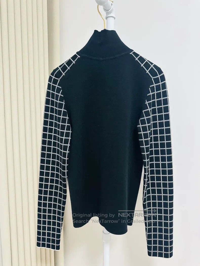 Hermes Hermes Black and White Checkered High-Neck Knit Top Size XXS / US 00 / IT 34 - 5 Thumbnail