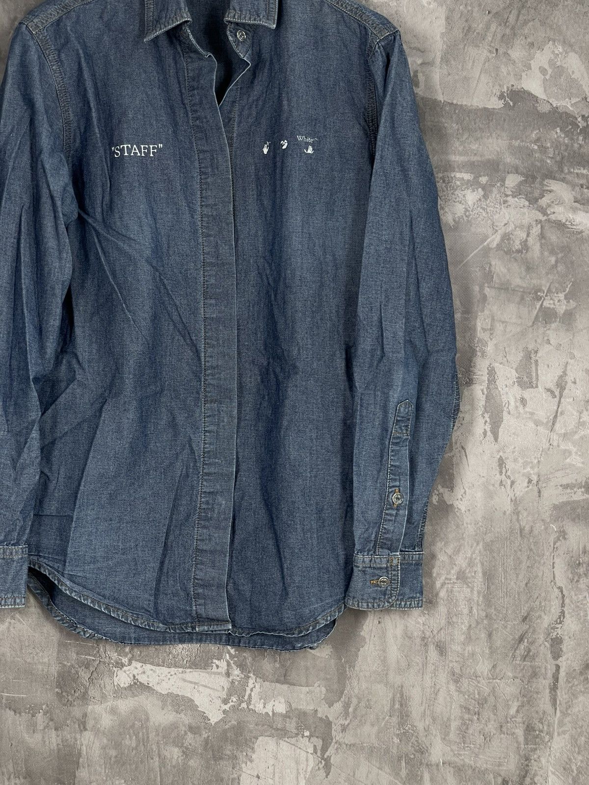 Off-White Off-White Big Logo Denim Hypebeast Style shirt Size US S / EU 44-46 / 1 - 7 Thumbnail