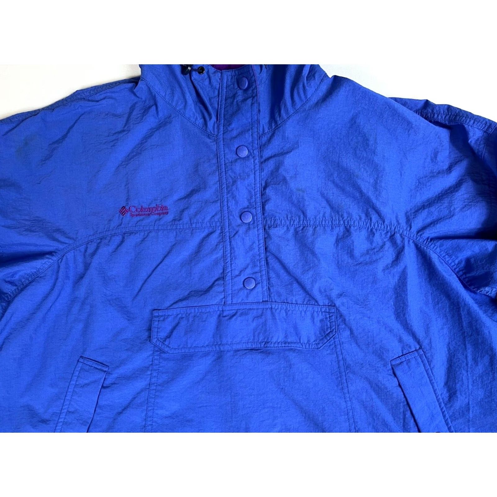 Vintage Columbia Women’s Vintage 90s Pullover Anorak Windbreaker Jacket XL Blue 90s Hooded Pockets Size XL / US 12-14 / IT 48-50 - 5 Thumbnail