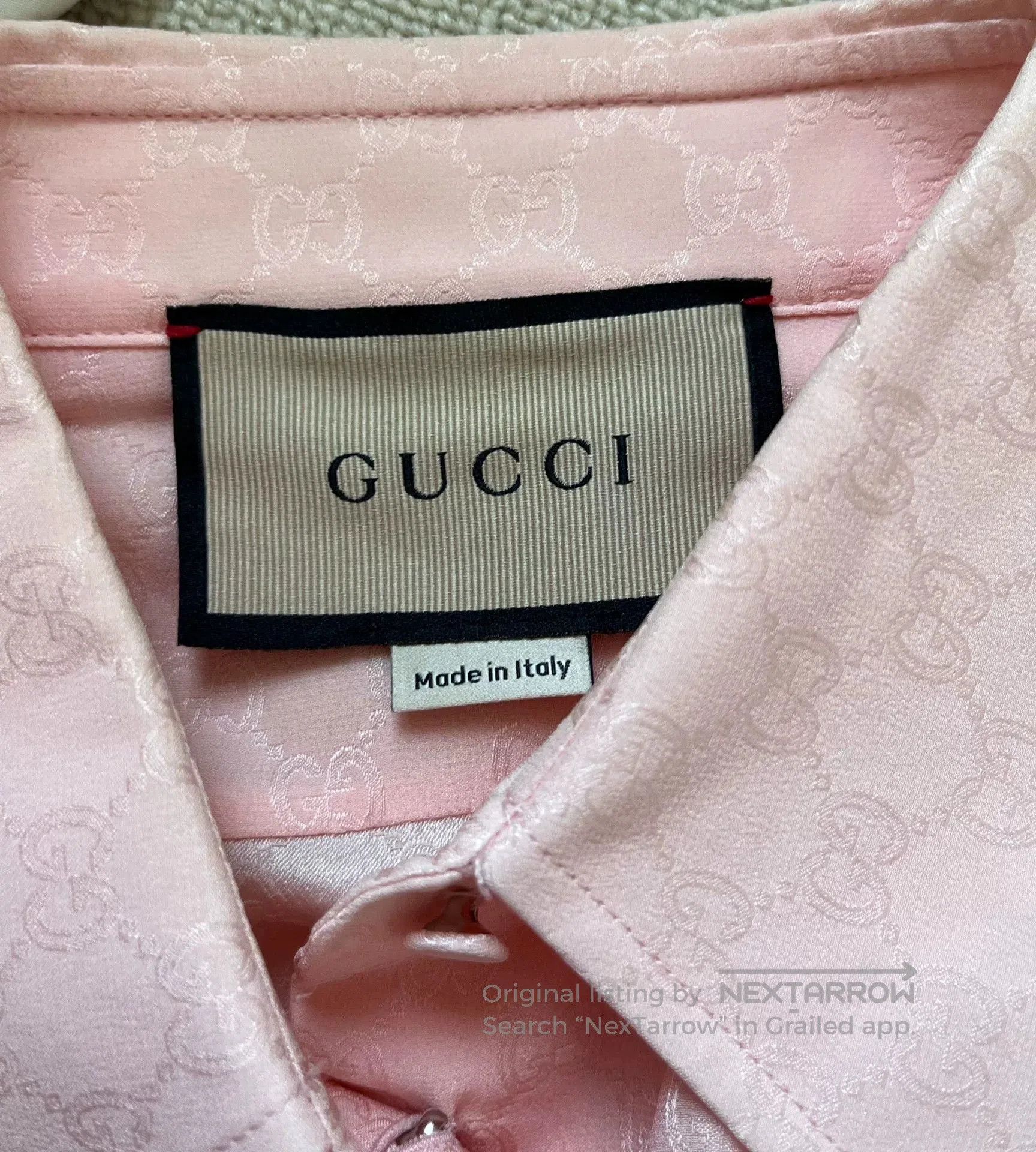 Gucci Gucci Silk Full-Logo Long-Sleeve Shirt. Size US XXS / EU 40 - 4 Thumbnail