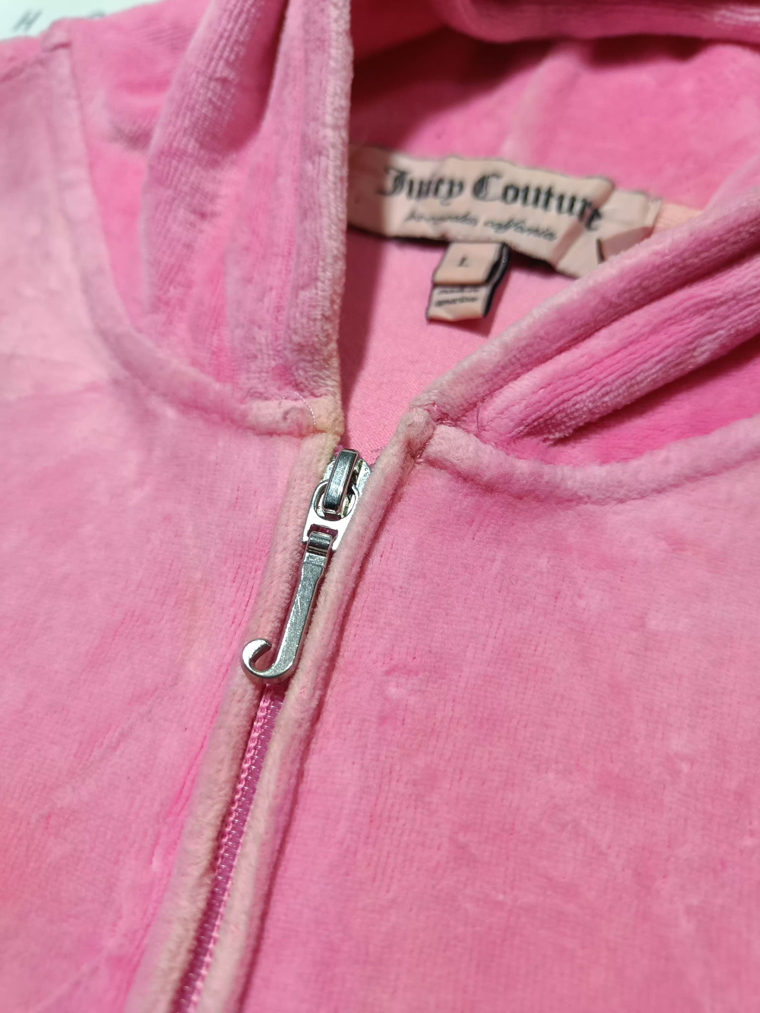 Juicy Couture Vintage JUICY COUTURE Pink Velvet Zipper Hoodie Size L / US 10 / IT 46 - 9 Thumbnail