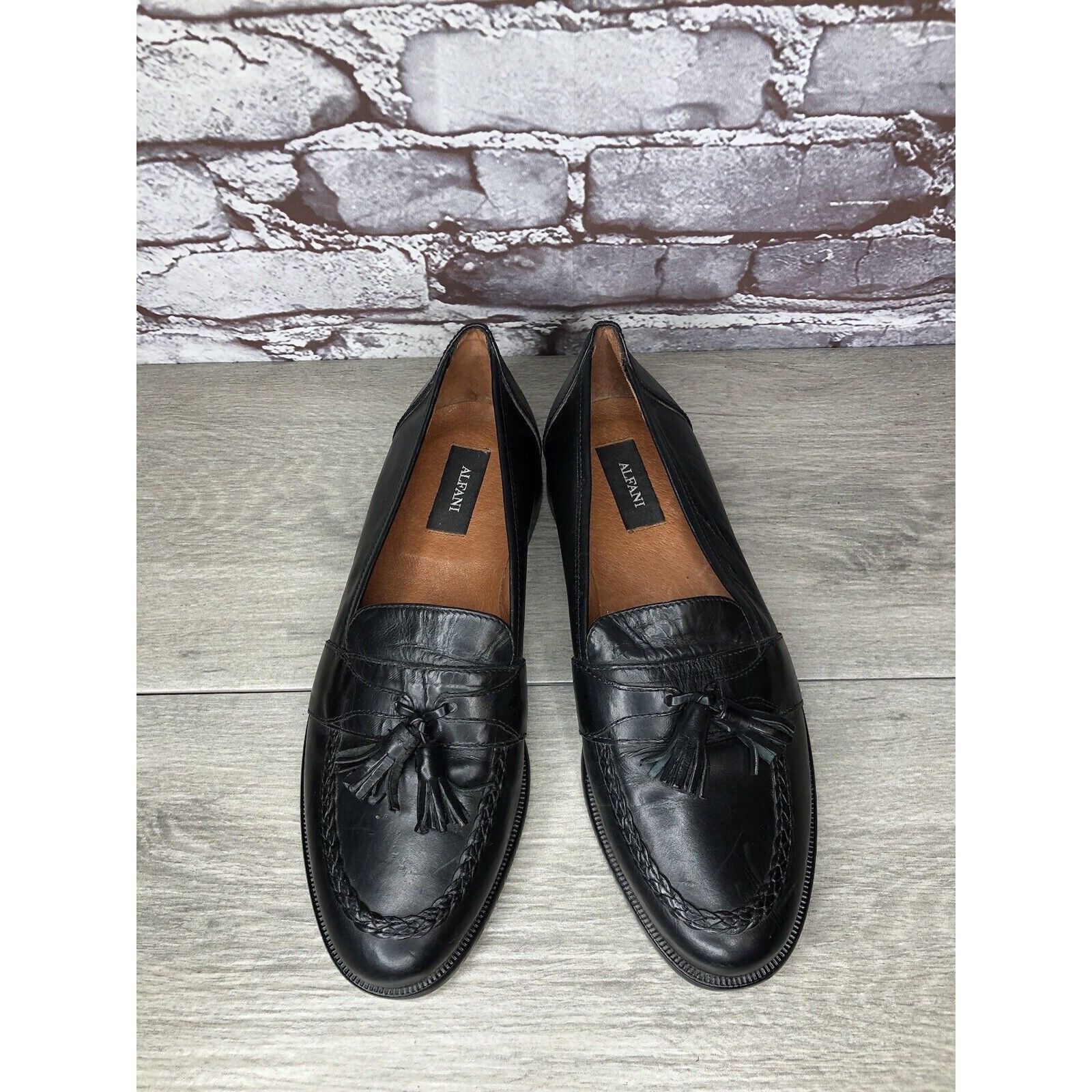Alfani Alfani Black Leather Braided Tassel Loafers Italy Dress Shoe Size US 8 / EU 41 - 17 Thumbnail