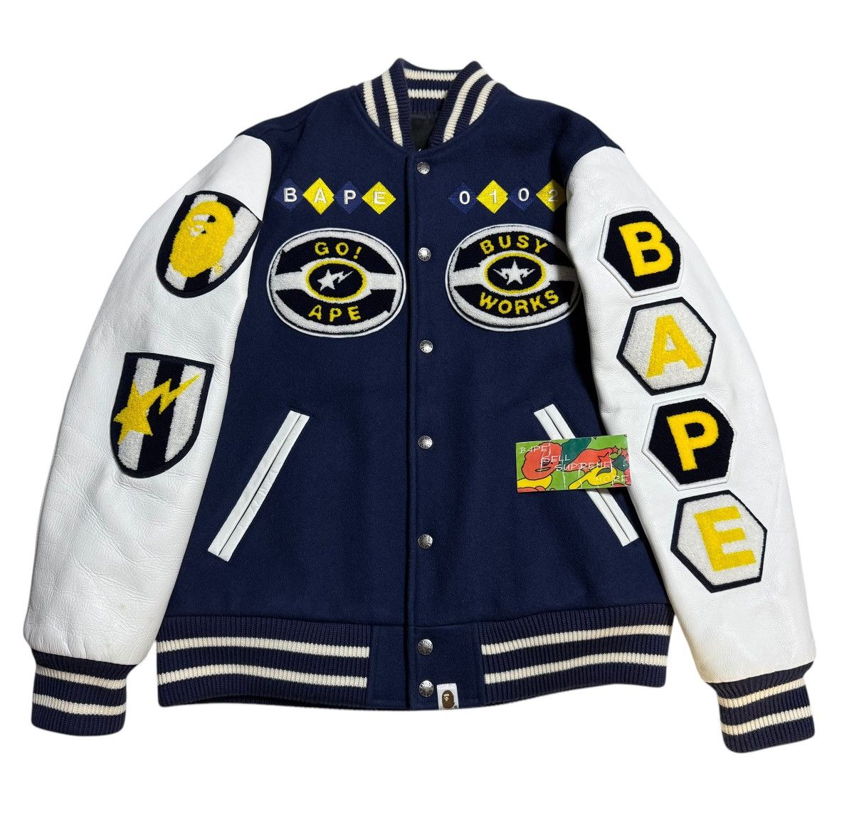 Bape BAPE Varsity Jacket Navy/White Size US M / EU 48-50 / 2 - 1 Thumbnail