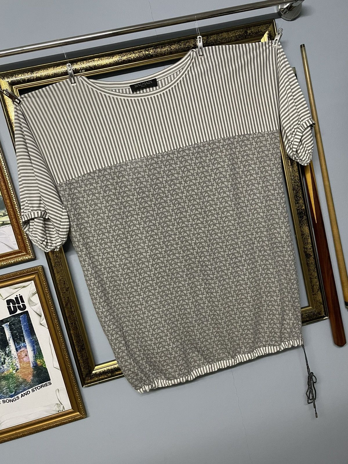 Balmain Vintage Designer Balmain Paris White Star Pattern Tshirt Size US L / EU 52-54 / 3 - 2 Thumbnail