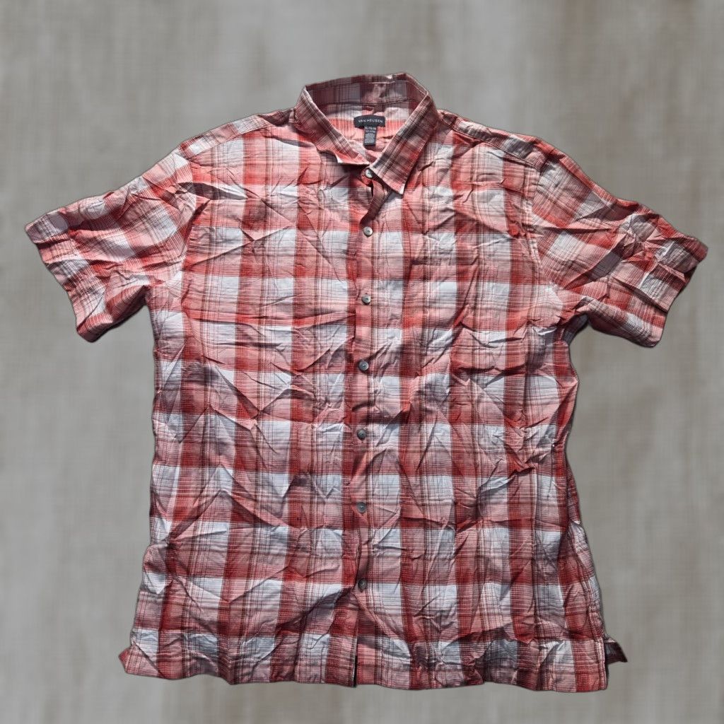 Van Heusen VINTAGE Van Heusen Red Plaid Button-Up Shirt Adult XL Regular Cotton Blend Preppy Mens Size US XL / EU 56 / 4 - 1 Thumbnail