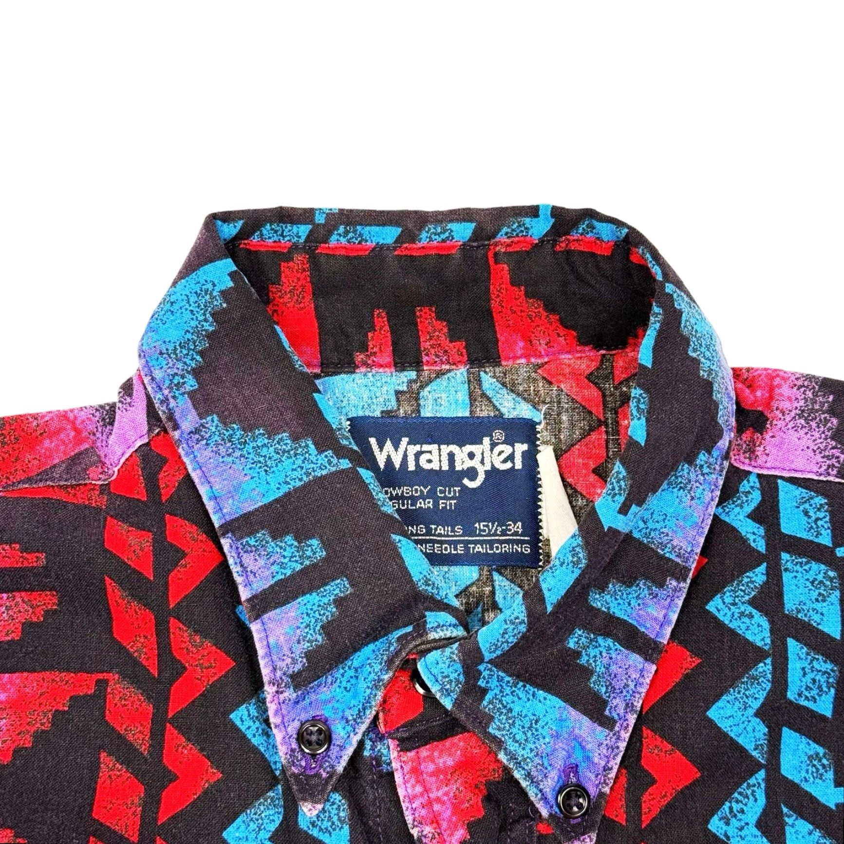 Wrangler VINTAGE Wrangler Western Aztec All Over Print Button Up Shirt Mens Medium 15 Neck Cotton Woven Size US M / EU 48-50 / 2 - 5 Thumbnail