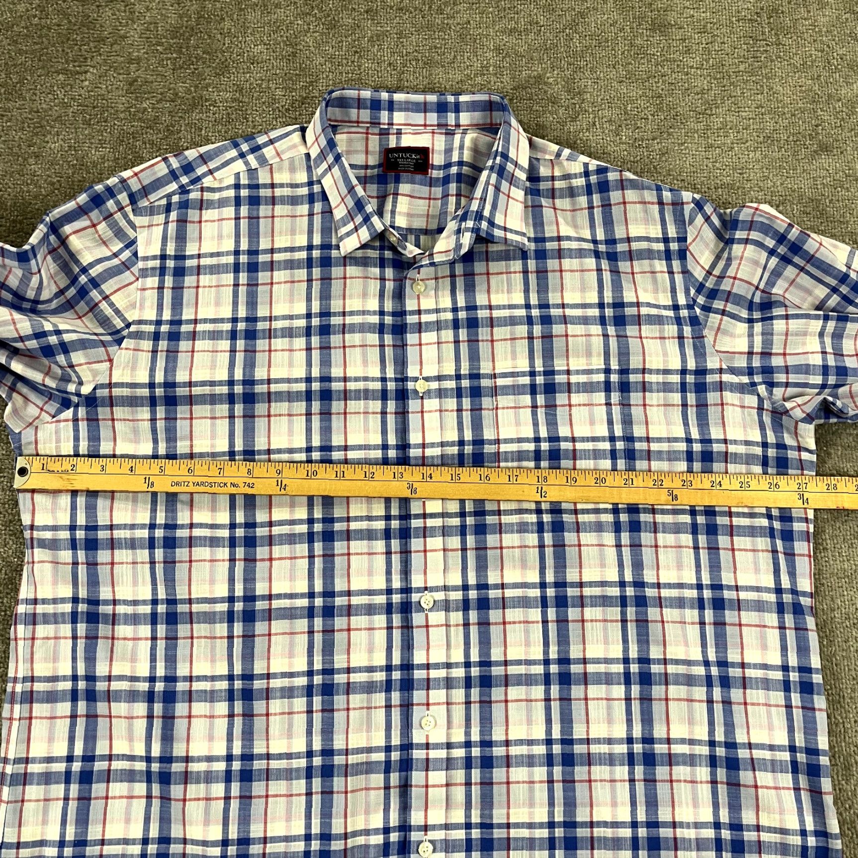 UNTUCKit UNTUCKit Shirt Mens 3XL XXL Red White Blue Plaid Button Up Cotton Wrinkle Free Shirt Size US XXL / EU 58 / 5 - 5 Thumbnail