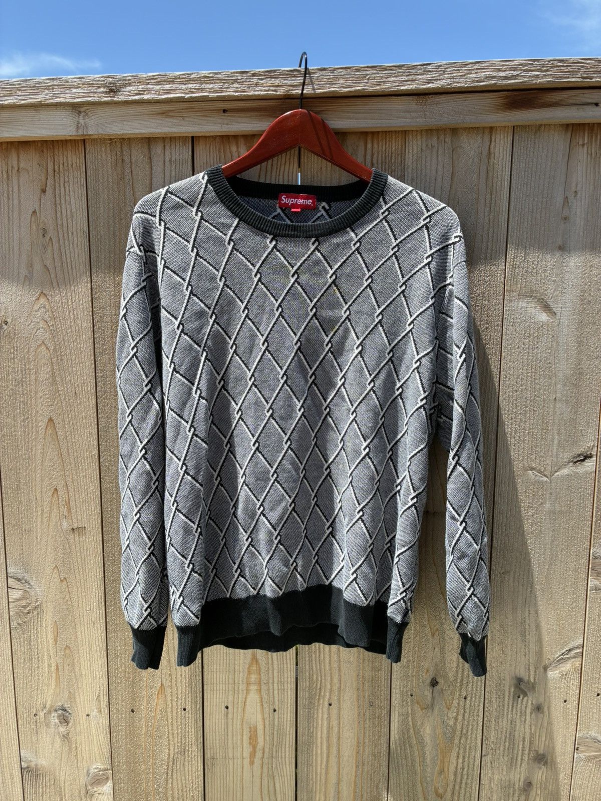 Supreme Supreme Chain Link Fence Knit Sweater Navy | Grailed