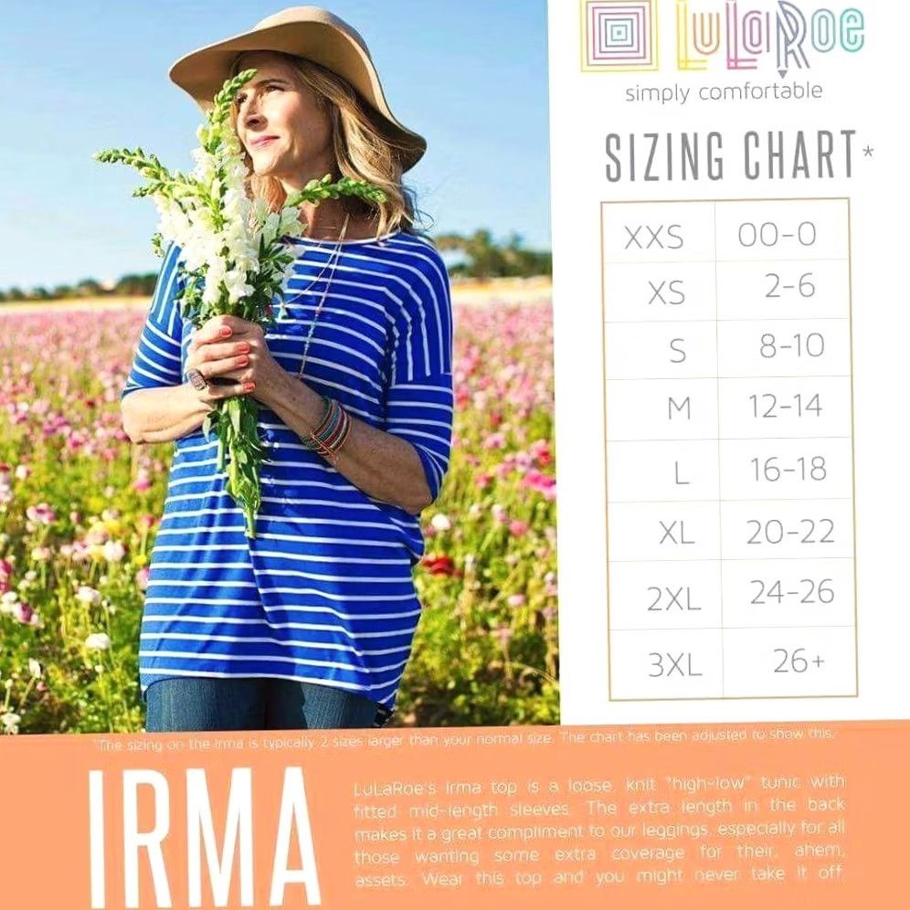 Vintage LuLaRoe Irma T Shirt Tunic XXS Womens Floral Striped High Low Size XXS / US 00 / IT 34 - 7 Thumbnail