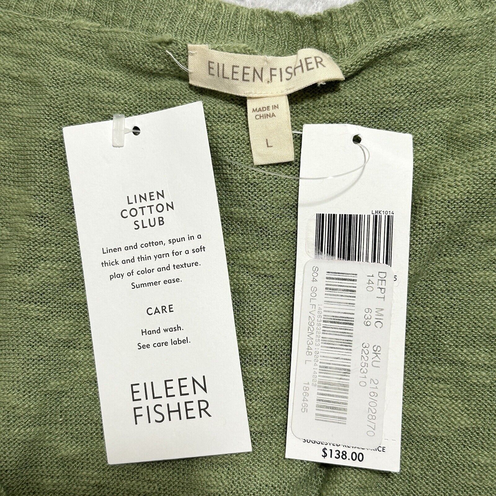 Eileen Fisher Eileen Fisher Large Linen Slub Cardigan Sweater Green Size L / US 10 / IT 46 - 3 Thumbnail