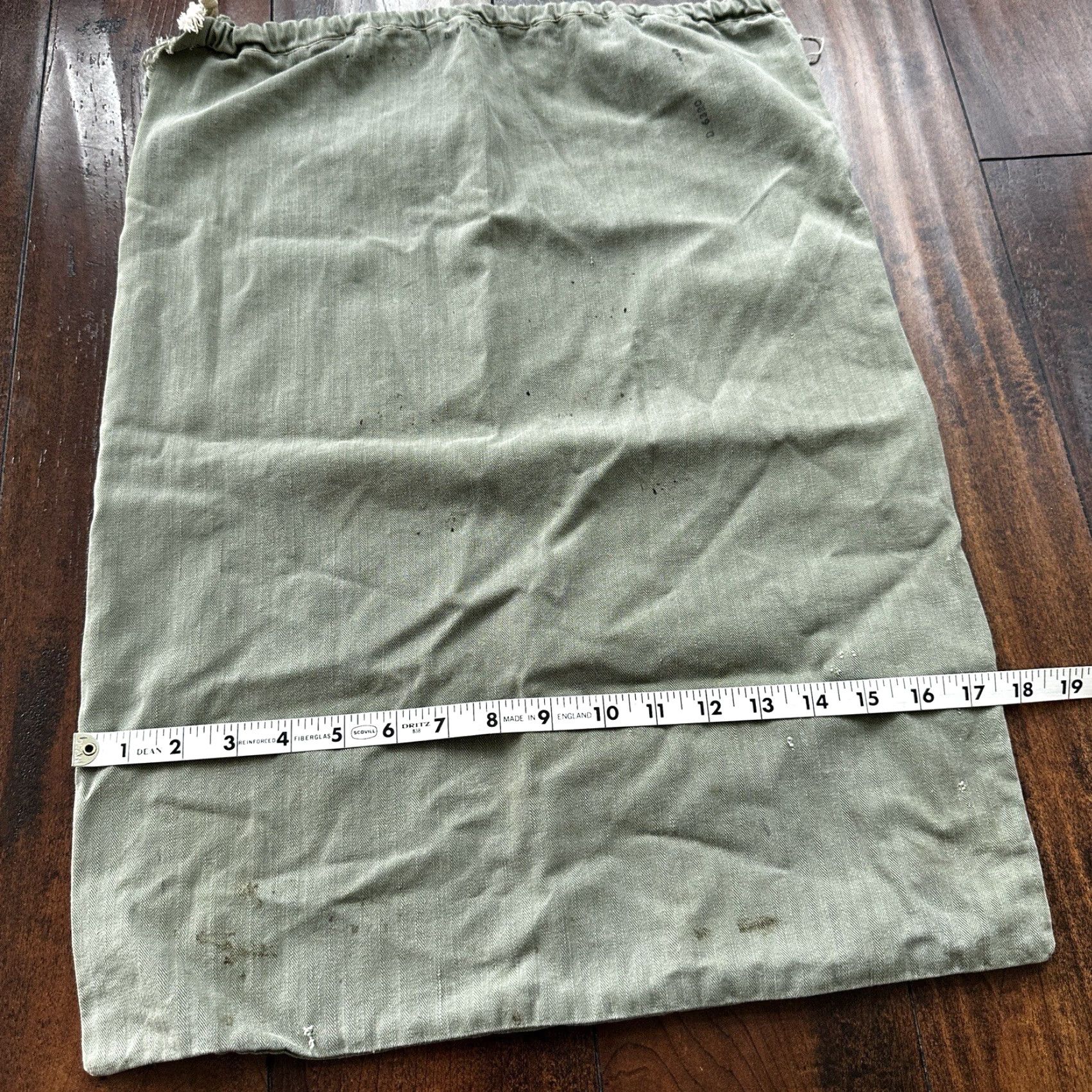 Vintage VTG WWII HBT Garment Laundry Bag Military Denim 1940s 40s 50s Stencil Green Canvas Bag Size ONE SIZE - 4 Thumbnail