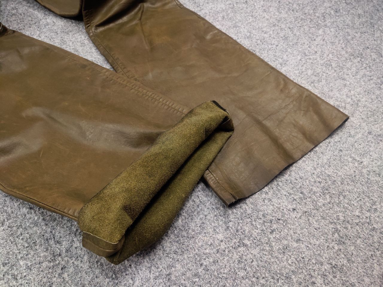 If Six Was Nine Leonardo Vintage Dark Green Faded Leather Flared Pants Y2K Size 36" / US 14 / IT 50 - 12 Thumbnail