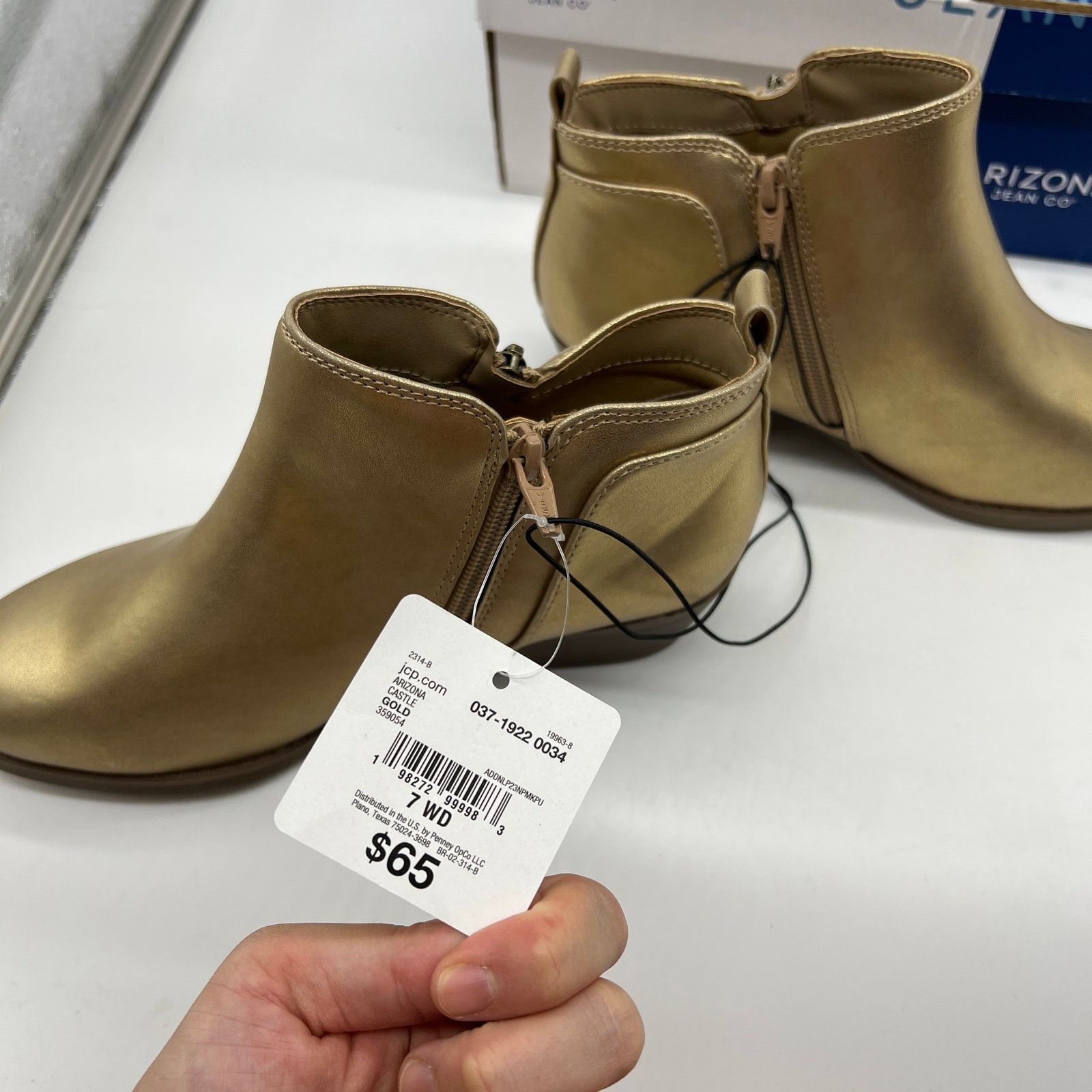 Other Arizona Jean Co Womens Castle Stacked Heel Booties Gold Size US 7 / IT 37 - 9 Thumbnail