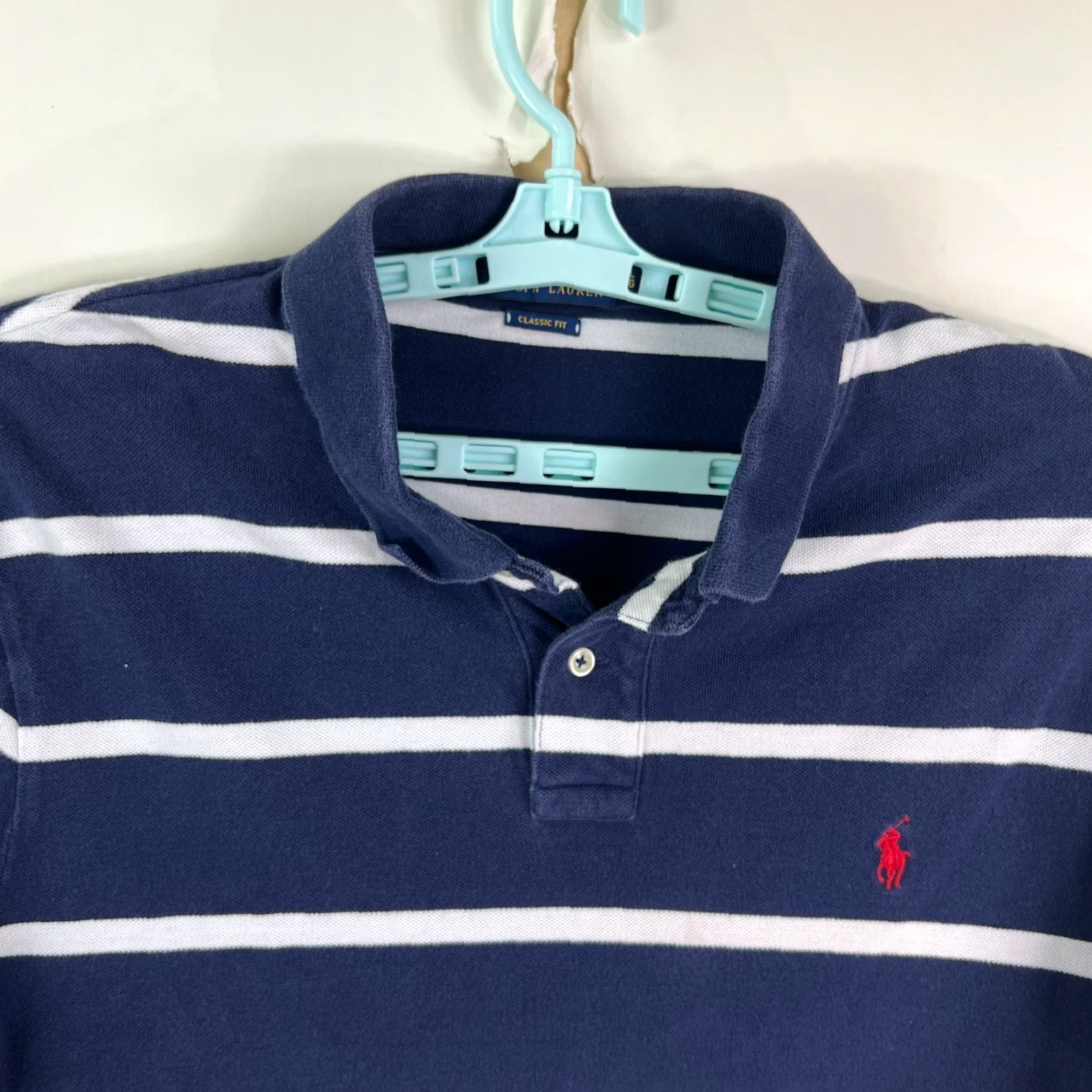 Ralph Lauren VINTAGE Ralph Lauren Polo Shirt Mens 2XLT Short Sleeve Blue Striped Casual Golf Size US XXL / EU 58 / 5 - 4 Thumbnail