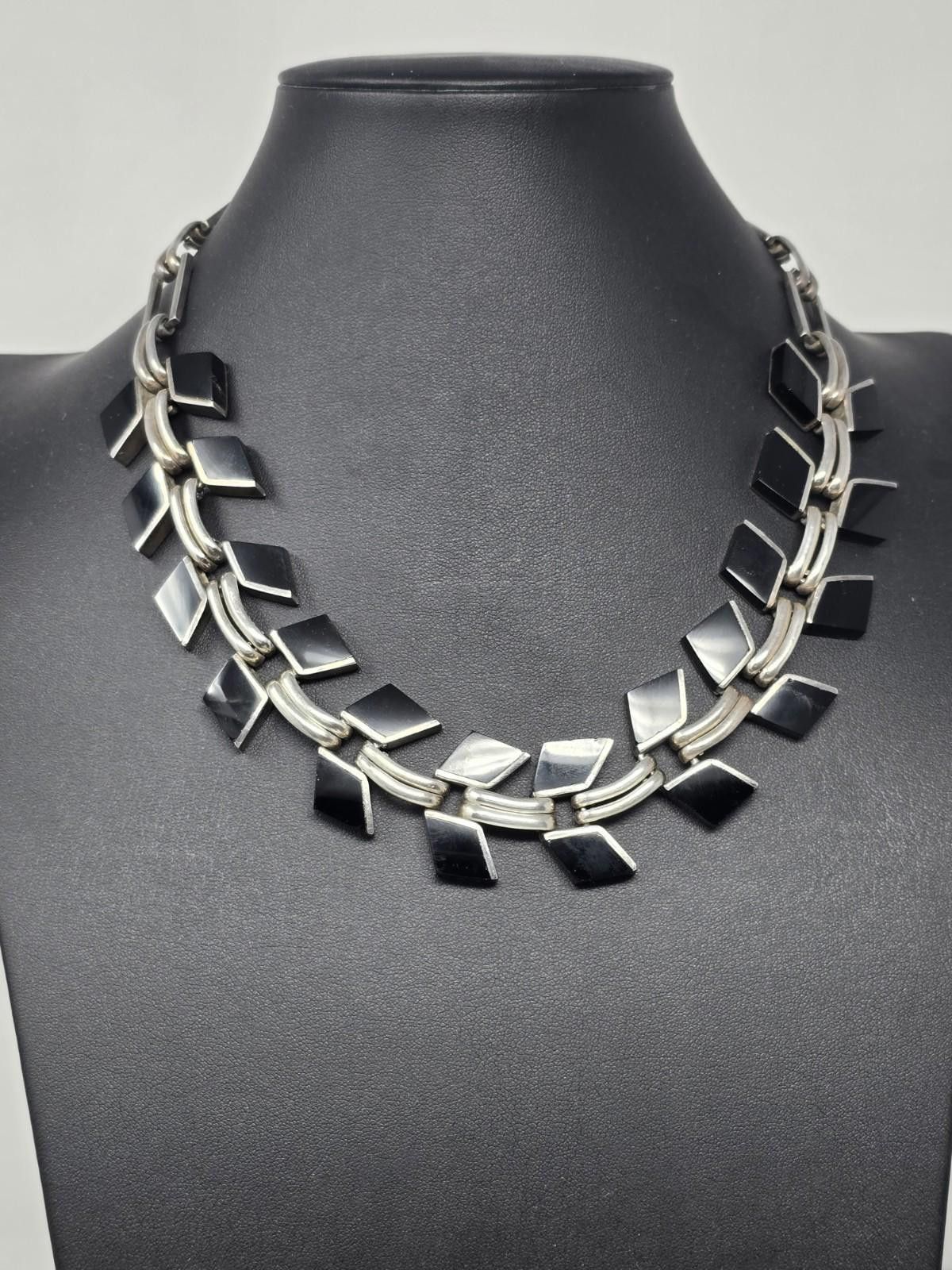 Other Vtg 123g Taxco Mexico Sterling Silver & Black Onyx Necklace Size ONE SIZE - 1 Thumbnail