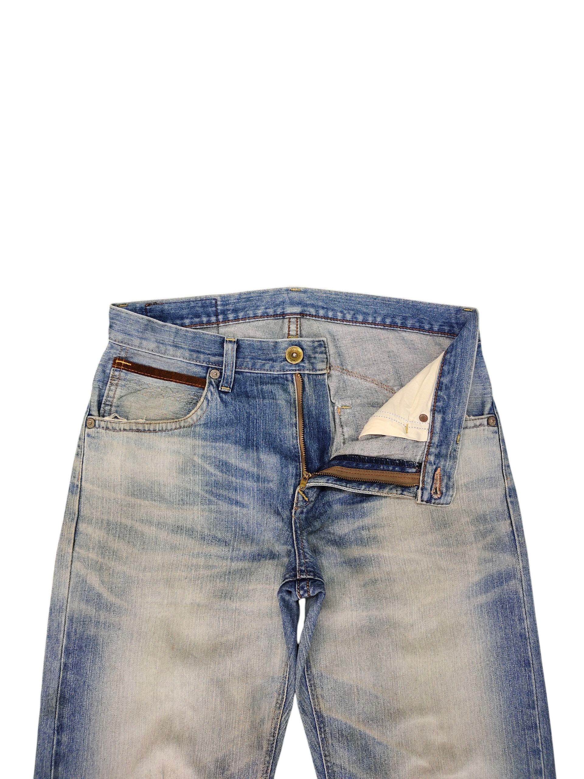 Comme des Garcons × Undercover Vintage Edwin Leather Trim Distress Denim Jeans Size US 35 - 9 Thumbnail