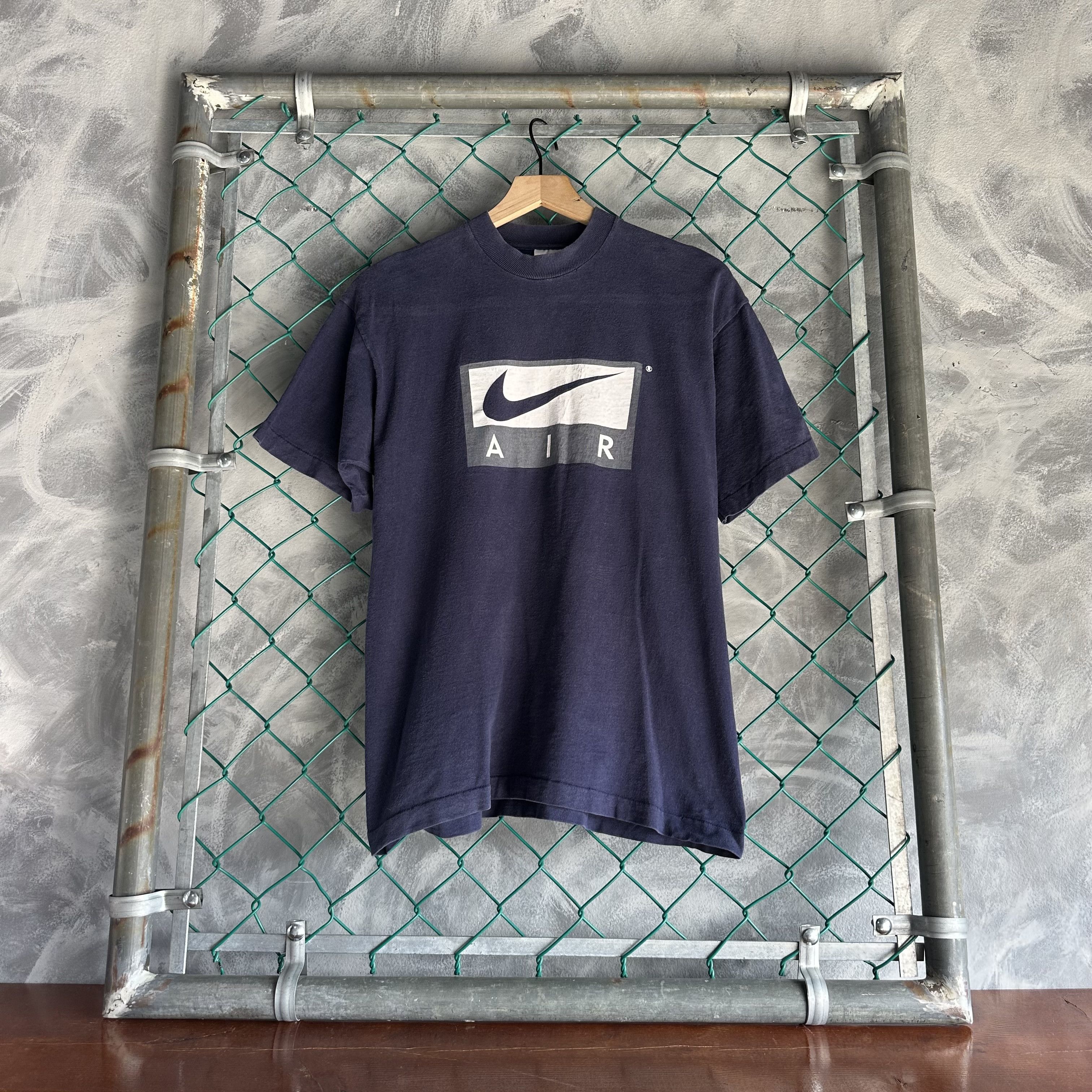 Nike Vintage Nike T Shirt Blue Big Swoosh Single Stitch Bootleg Size US L / EU 52-54 / 3 - 1 Thumbnail