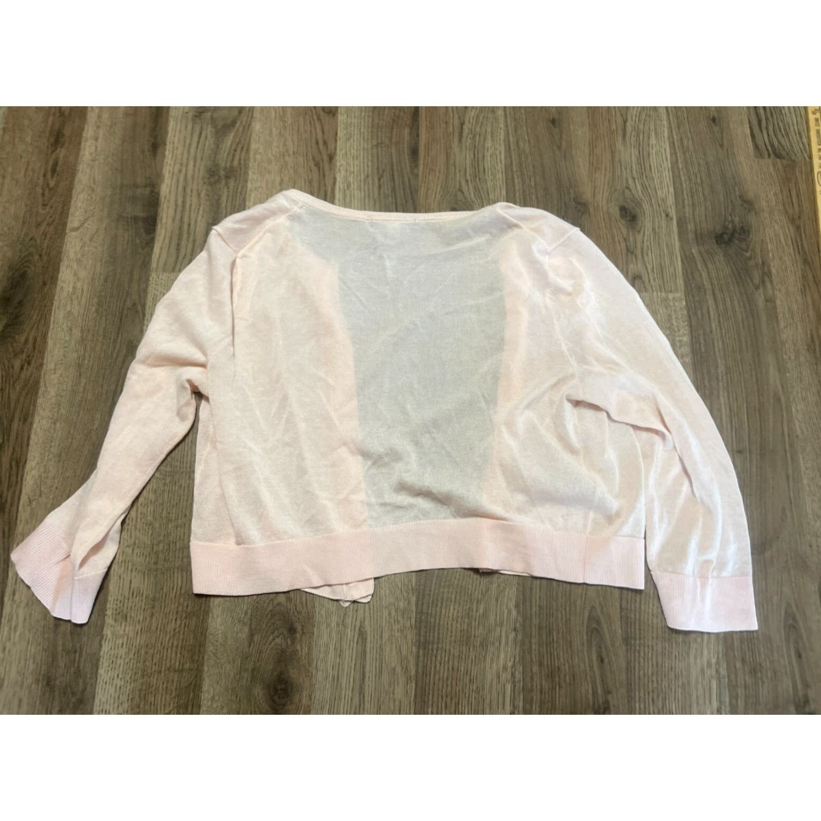 Tommy Hilfiger Tommy Hilfiger Sweater Cardigan, Women, Size Medium, Open 3/4 Sleeve, Pink, Casual, Regular Fit, Solid Pattern, Fall Spring Summer, Womens Size M / US 6-8 / IT 42-44 - 2 Thumbnail