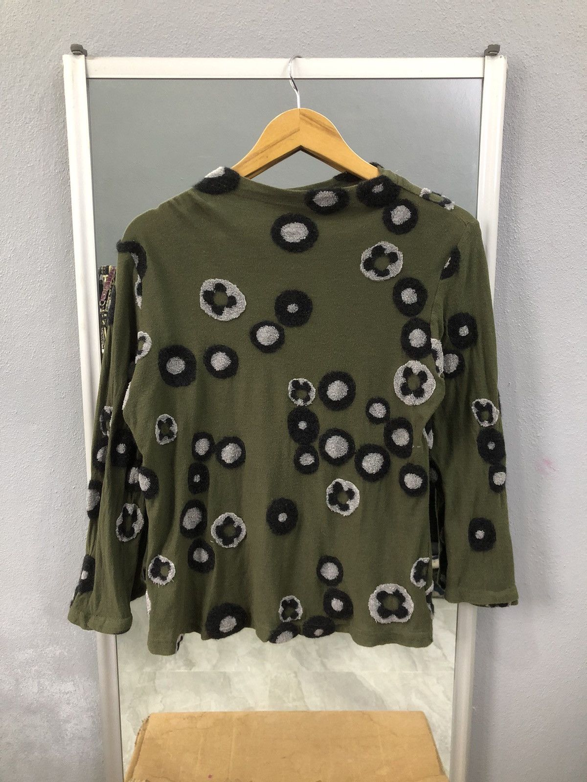 Japanese Brand En Cloche Olive Circle Pattern Long Sleeve Top Size S / US 4 / IT 40 - 1 Thumbnail