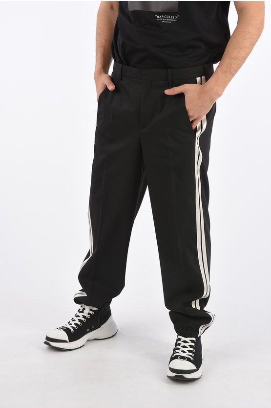 Image of Neil Barrett Low Rise Easy Fit Piping Pants in Black, Men's (Size 31)