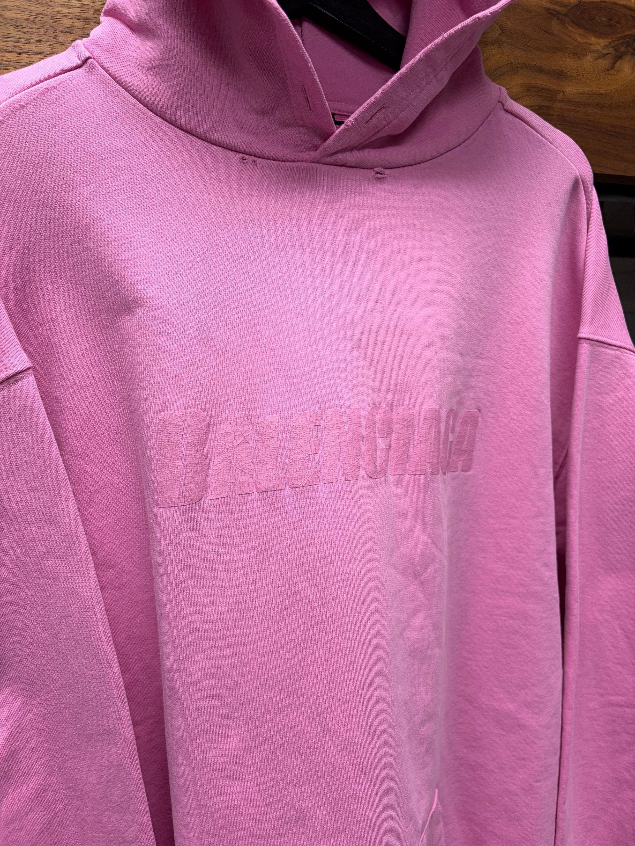 Balenciaga 2022 Balenciaga ‘Stencil Logo’ Oversized Pink Pullover Hoodie Size US XS / EU 42 / 0 - 2 Thumbnail