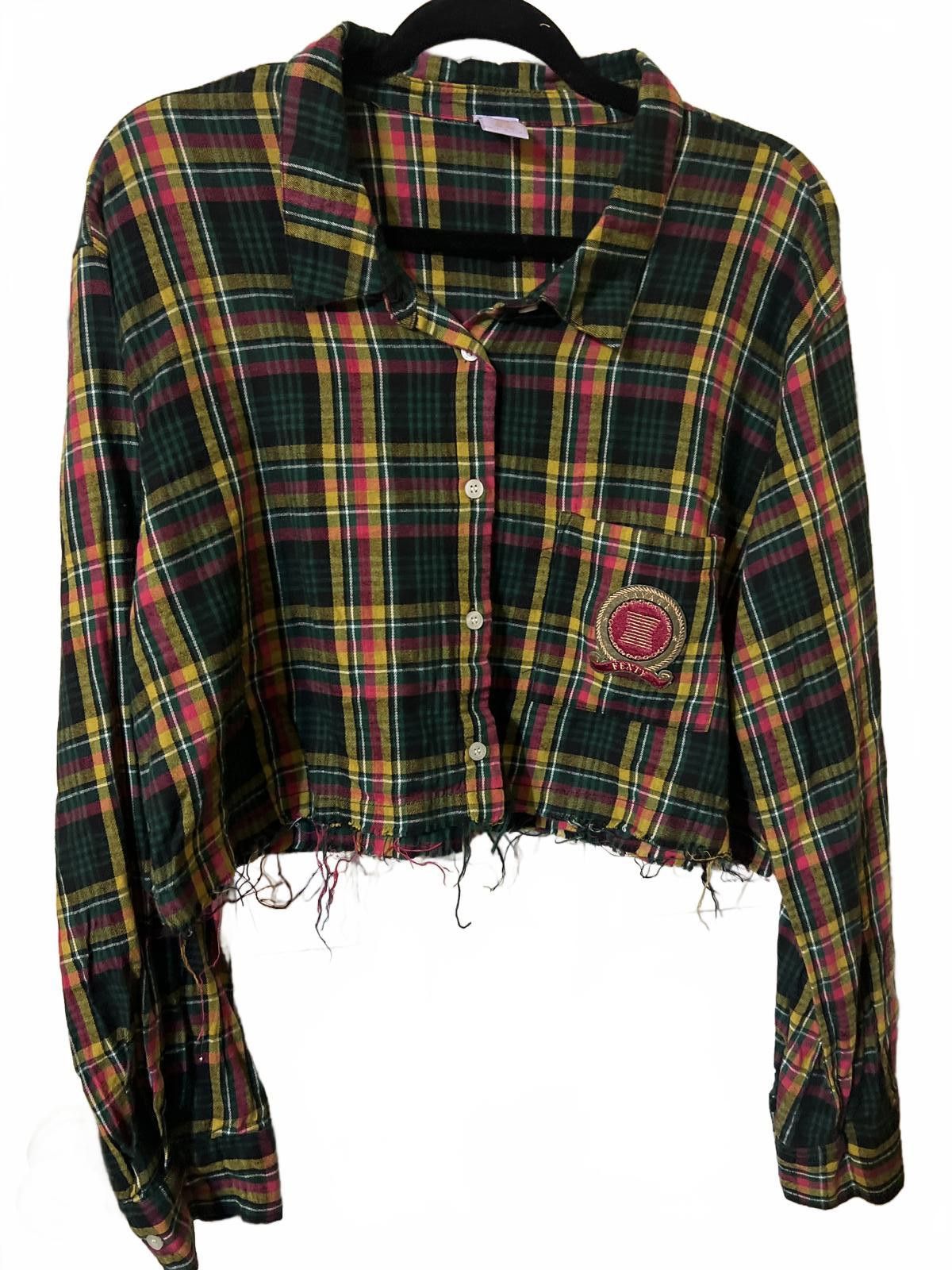 Other Savage X Fenty Cropped Plaid Button-Up Shirt Pocket Patch XL Size XL / US 12-14 / IT 48-50 - 2 Thumbnail