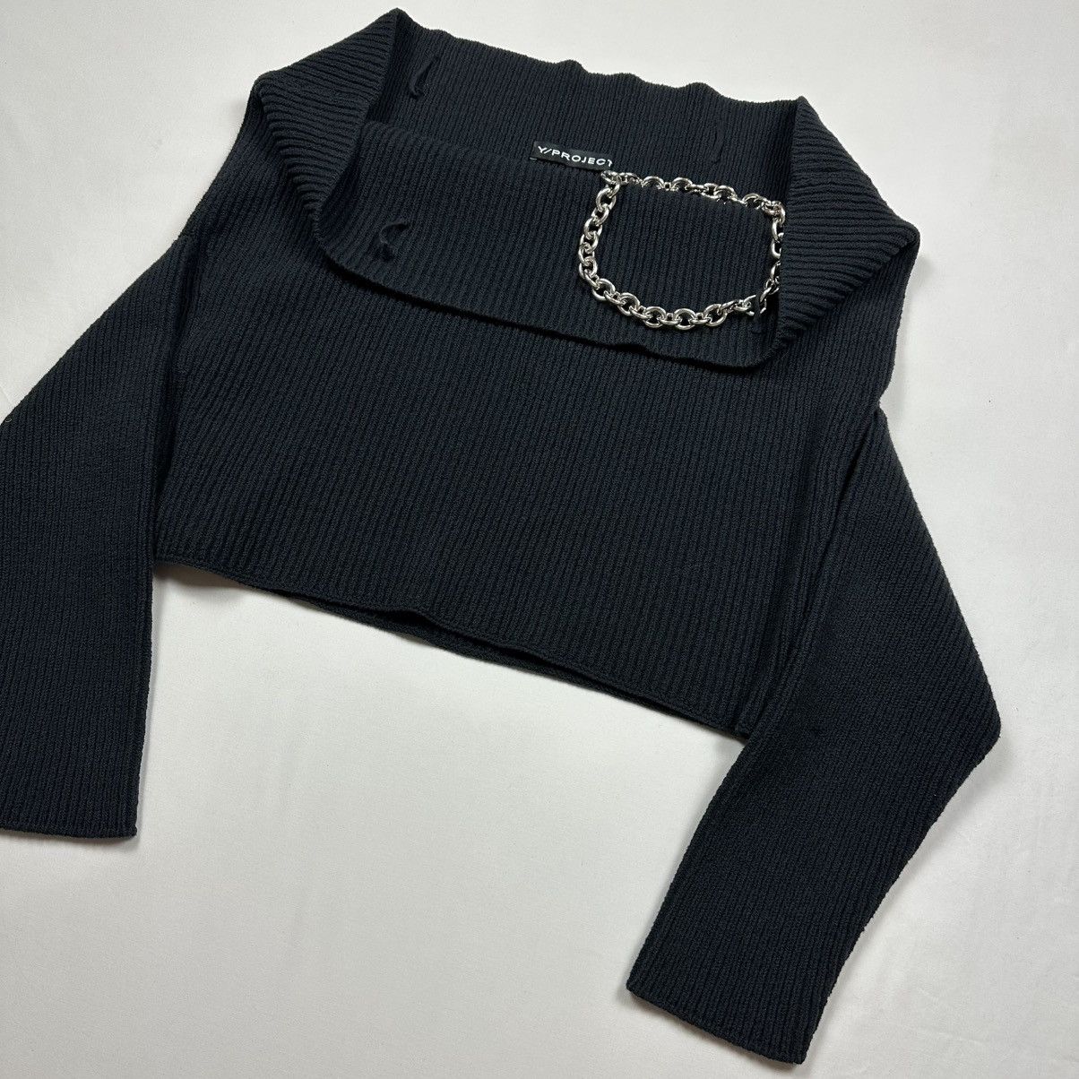 Y/Project Y/Project Draped Chain Ribbed Sweater Size L / US 10 / IT 46 - 10 Thumbnail