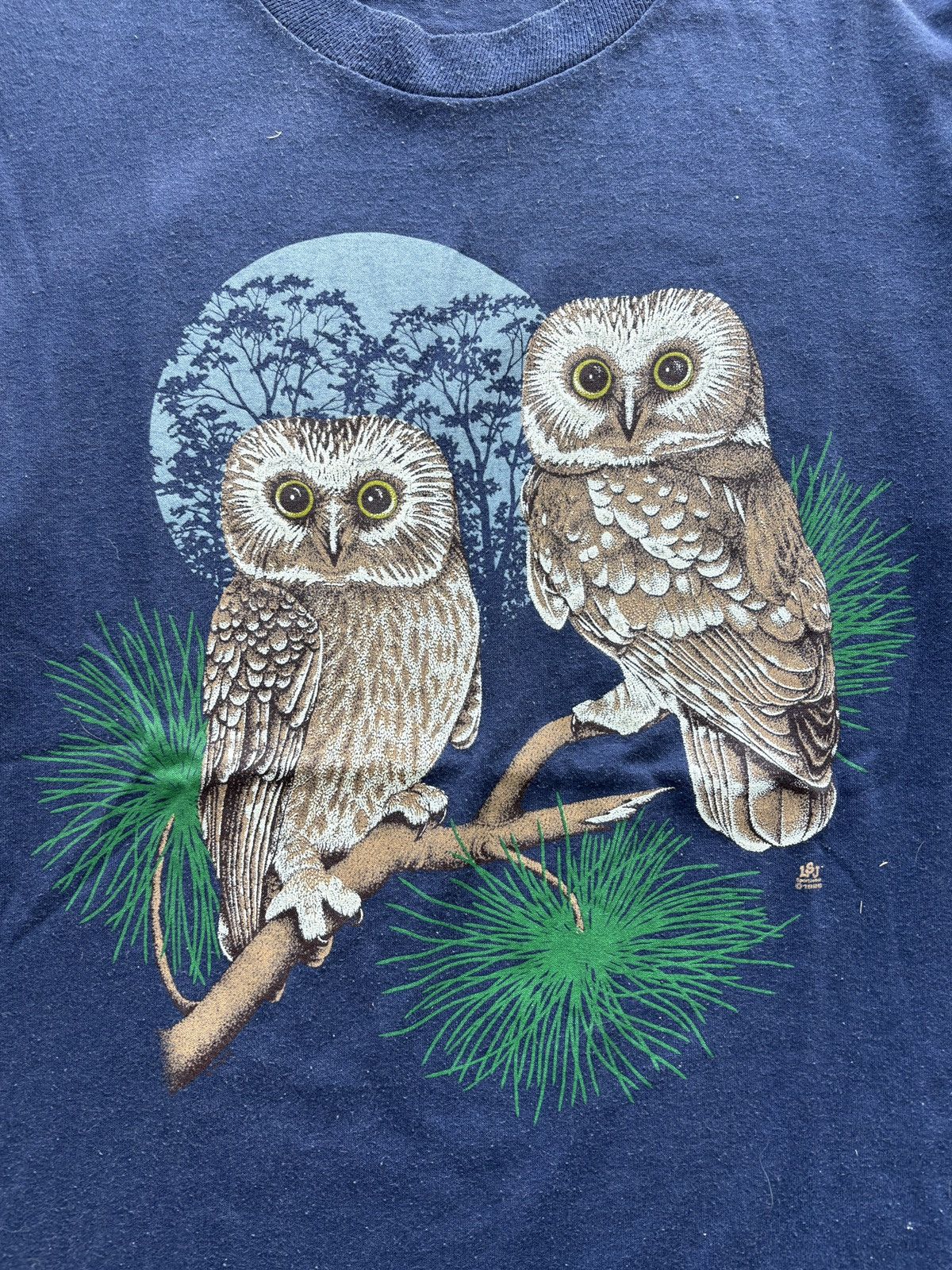 Vintage Vintage 90s Owl Graphic Tee Size US M / EU 48-50 / 2 - 2 Thumbnail