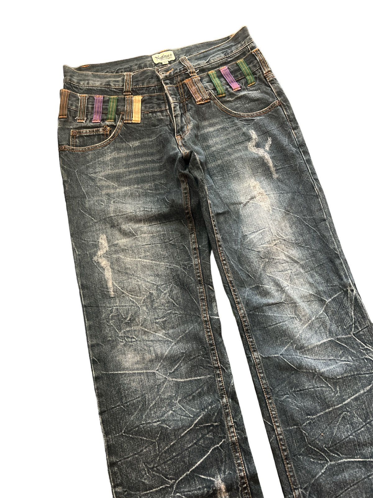 Japanese Brand × Vintage DOUBLE WAIST‼️NYLAUS DISTRESSED DENIM PANT Size US 30 / EU 46 - 6 Thumbnail