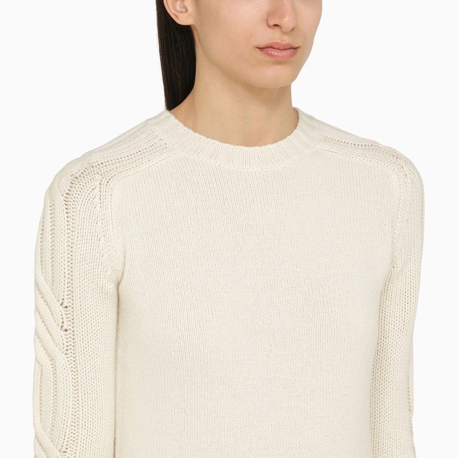 Max Mara o1d2blof0824 Cashmere Crew-neck Sweater in Off White Size M / US 6-8 / IT 42-44 - 4 Thumbnail
