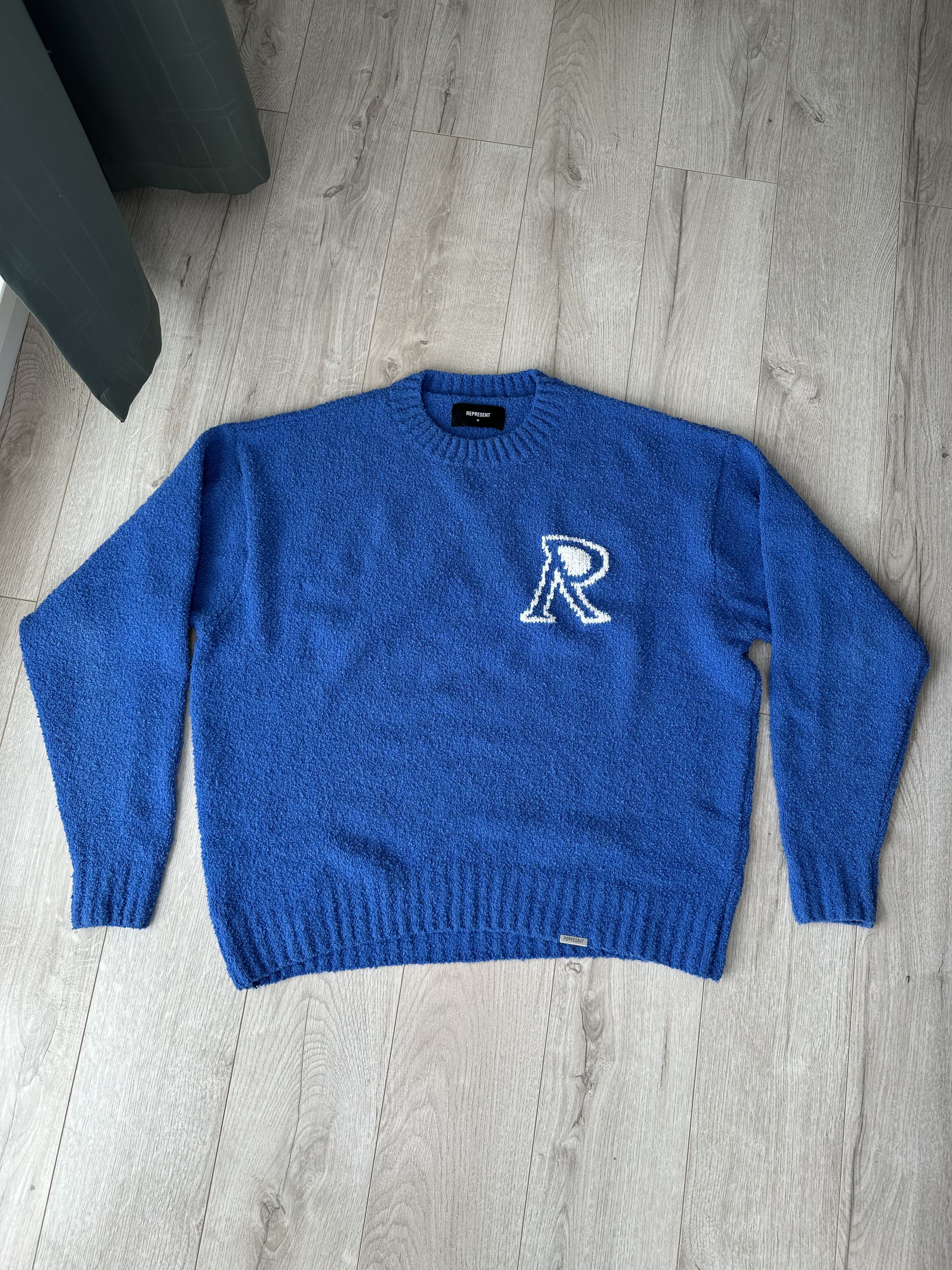 image of Represent Clo Initial Boucle Sweater in Blue, Men's (Size Medium)