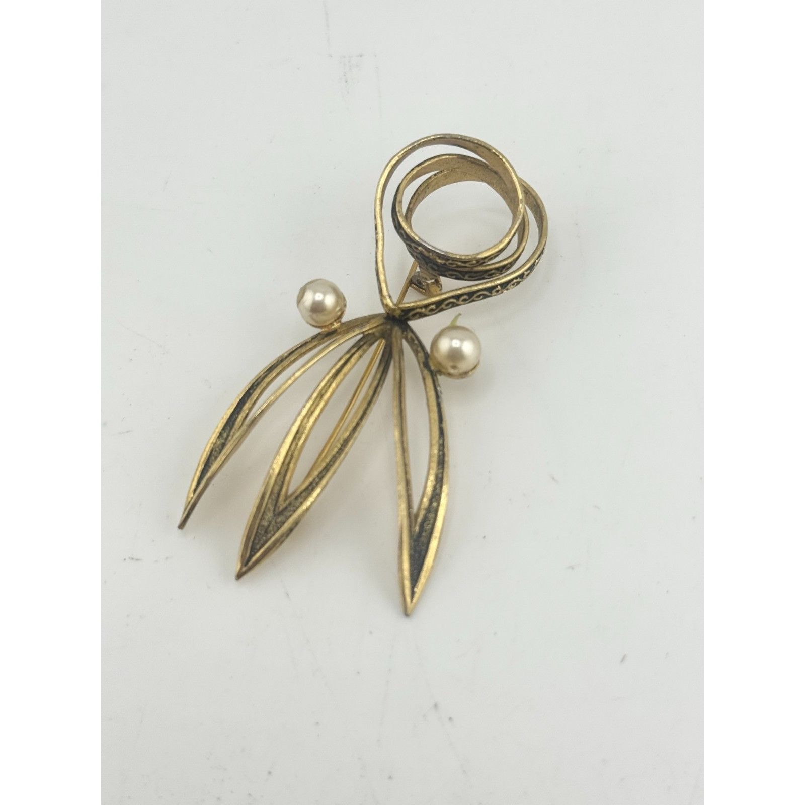 Vintage Vintage damascene enamel pearl brooch pin Size ONE SIZE - 2 Thumbnail