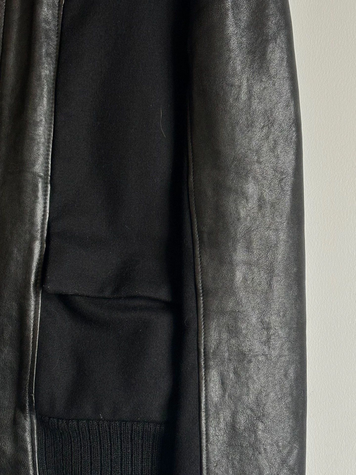 Maison Margiela Black Leather er Jacket with Ribbed Trim - M Size US M / EU 48-50 / 2 - 4 Thumbnail