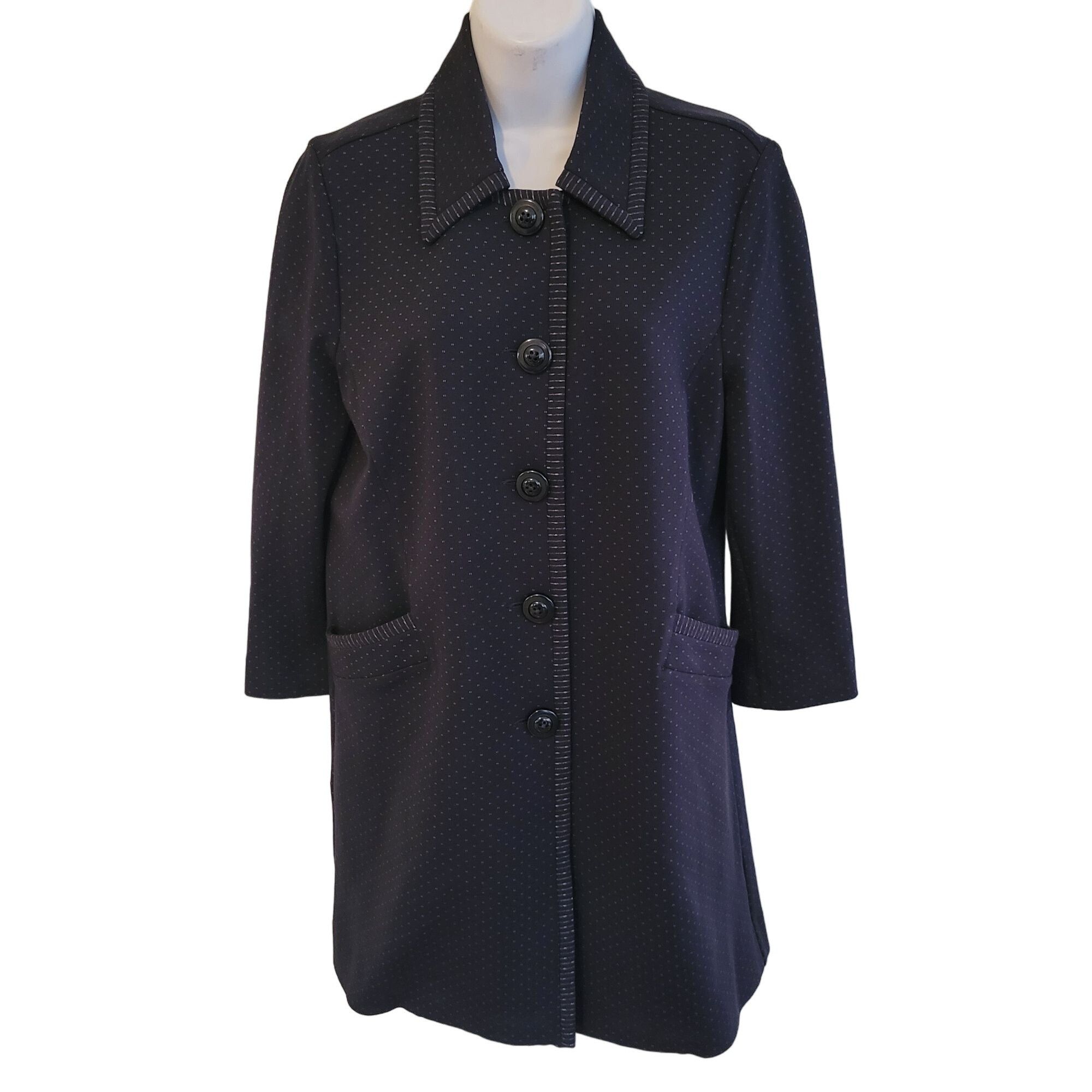 Other Cabi S Navy Blue Print Car Carriage Coat Jacket Spring Prepp Size S / US 4 / IT 40 - 2 Thumbnail