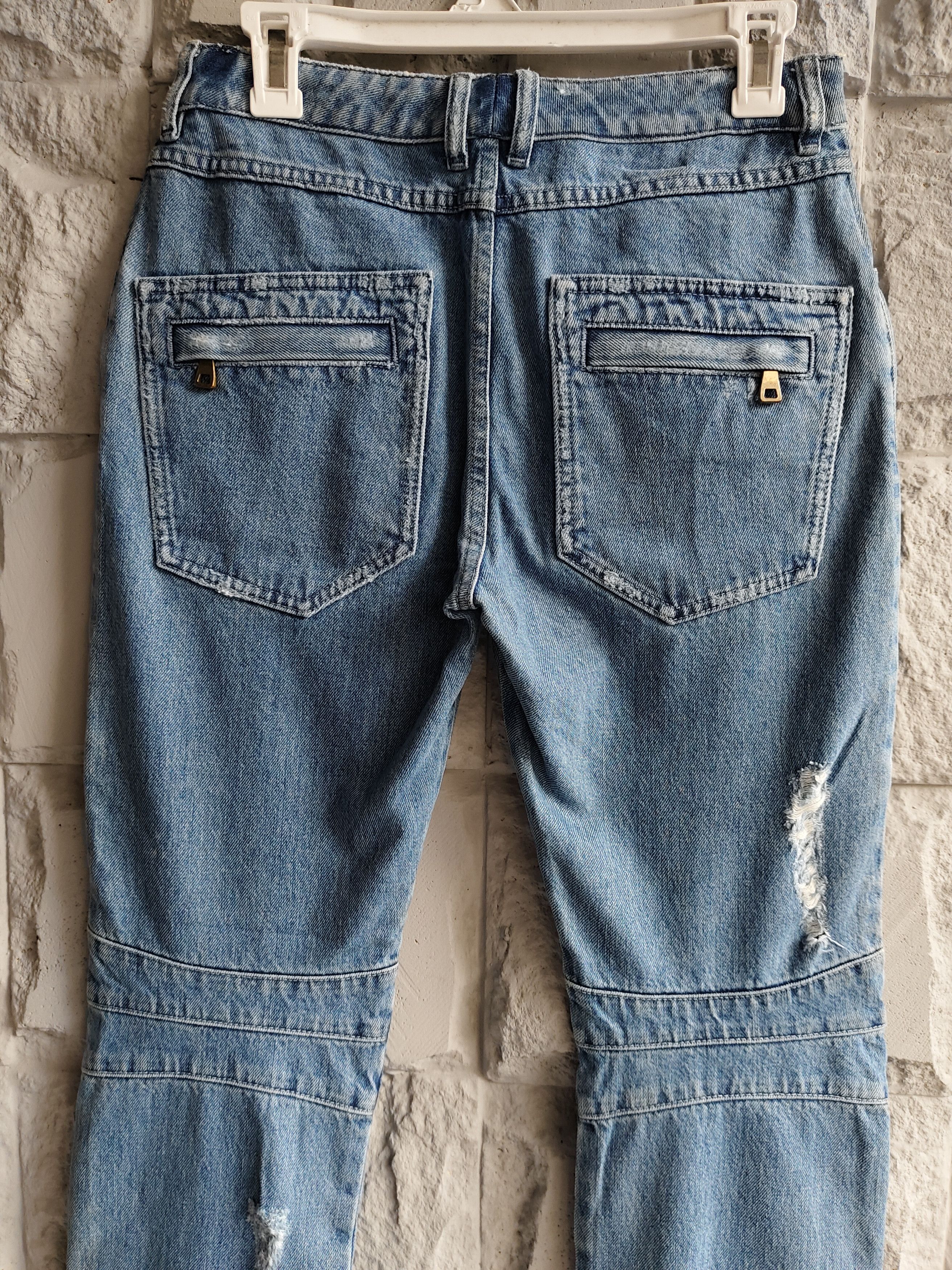 Balmain GRAIL🔥Balmain Distressed Cropped Bikers Jeans Size 28" / US 6 / IT 42 - 6 Thumbnail